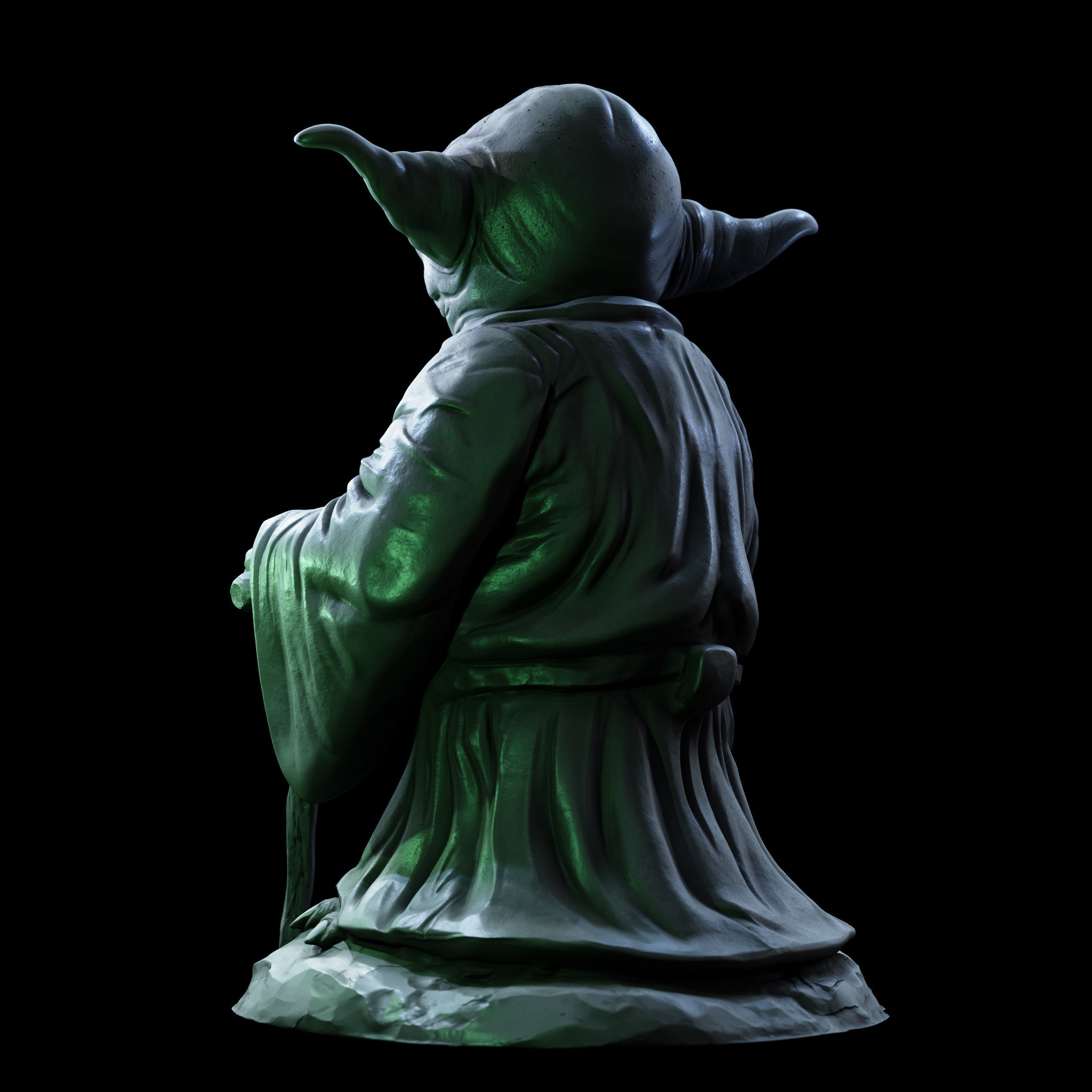 Yoda Sculpture fan 3d print model 3D print model_7
