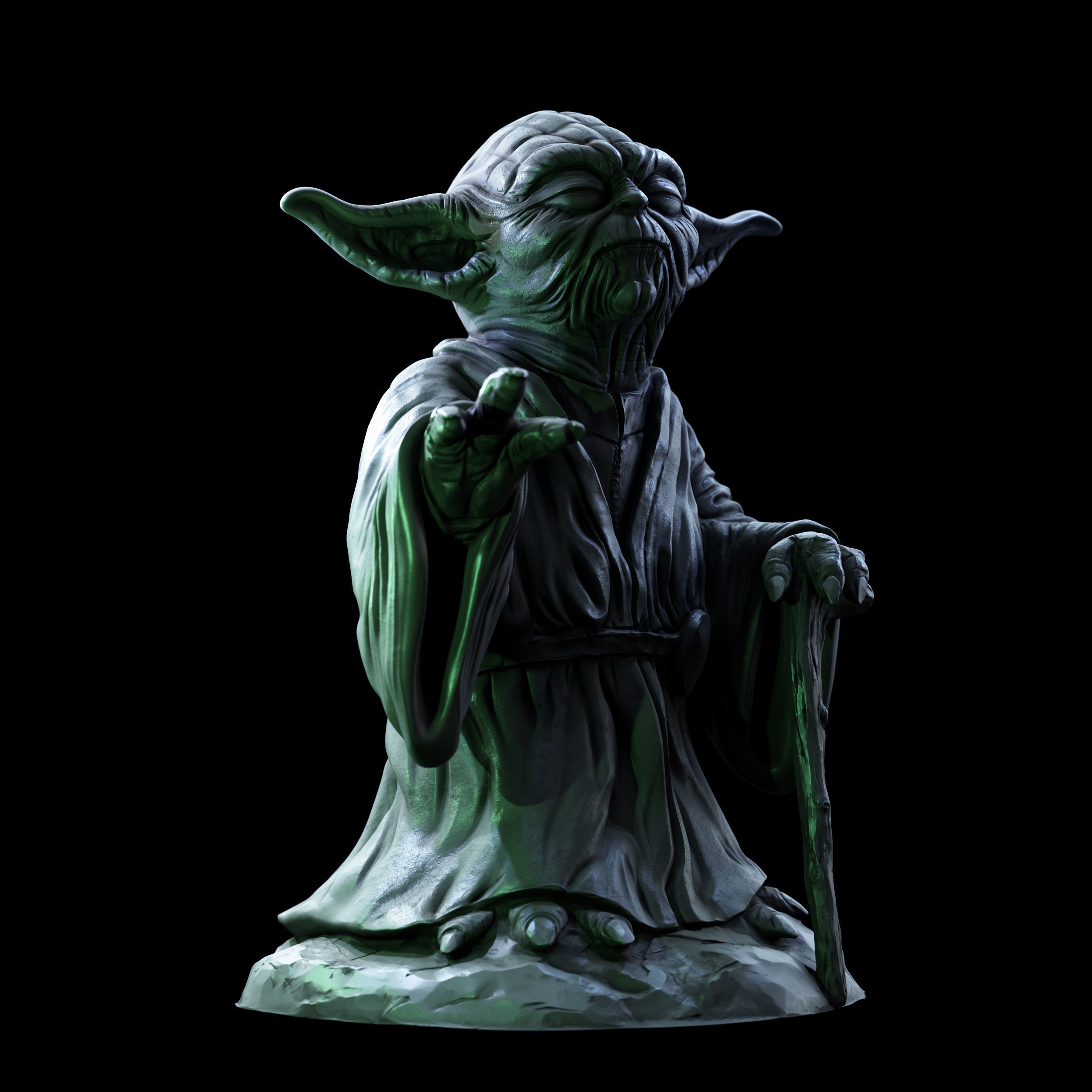 Yoda Sculpture fan 3d print model 3D print model_4