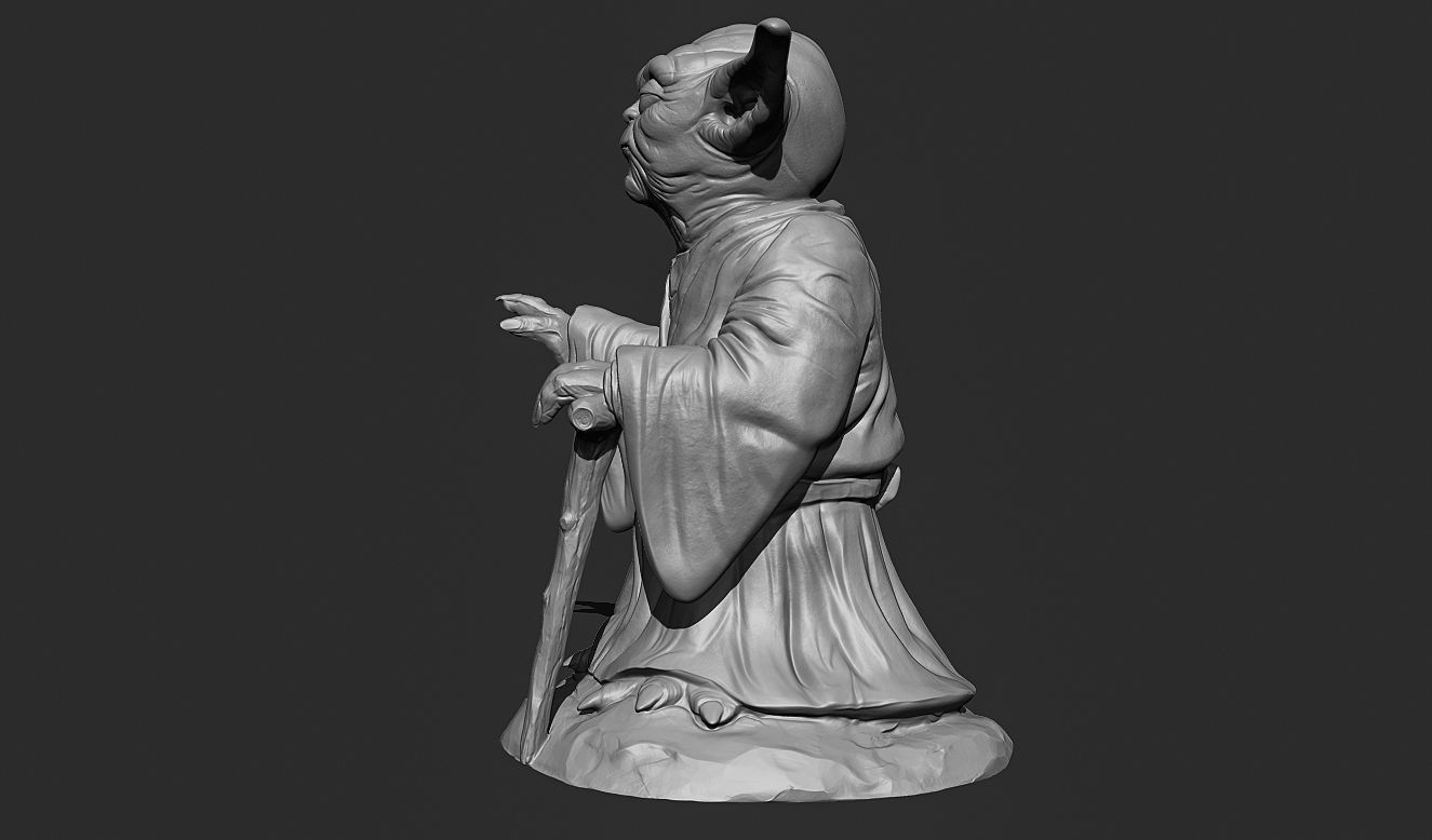 Yoda Sculpture fan 3d print model 3D print model_16