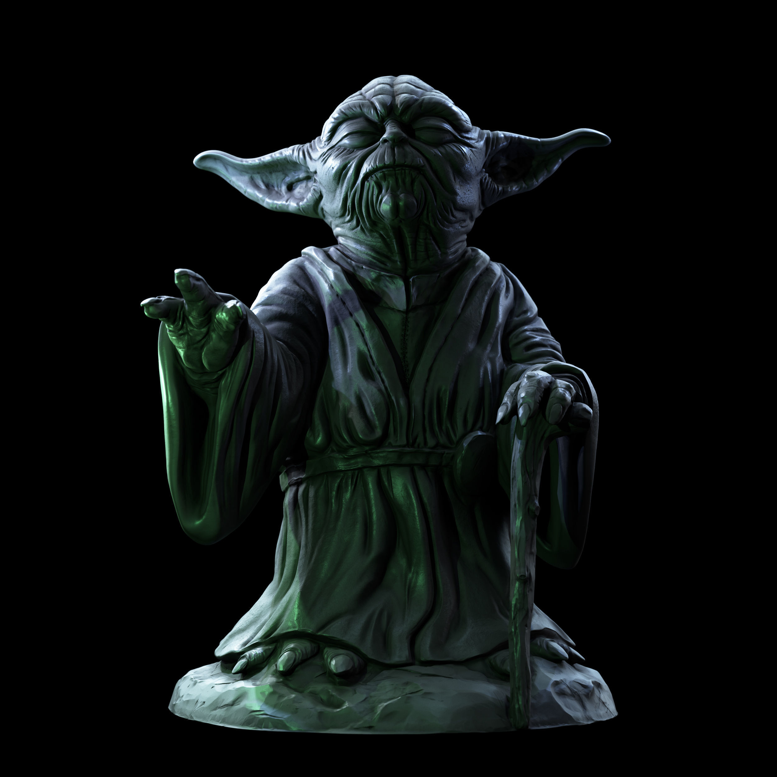 Yoda Sculpture fan 3d print model 3D print model_3
