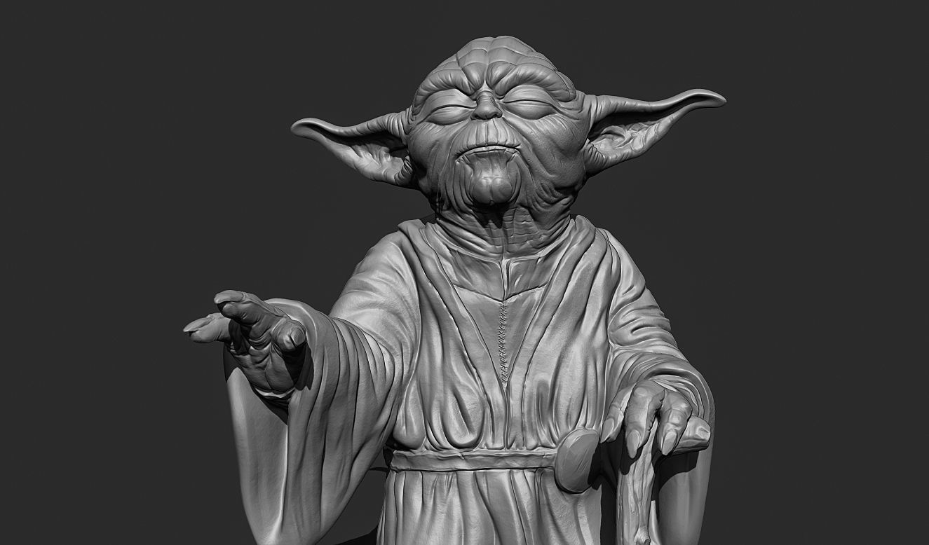 Yoda Sculpture fan 3d print model 3D print model_11