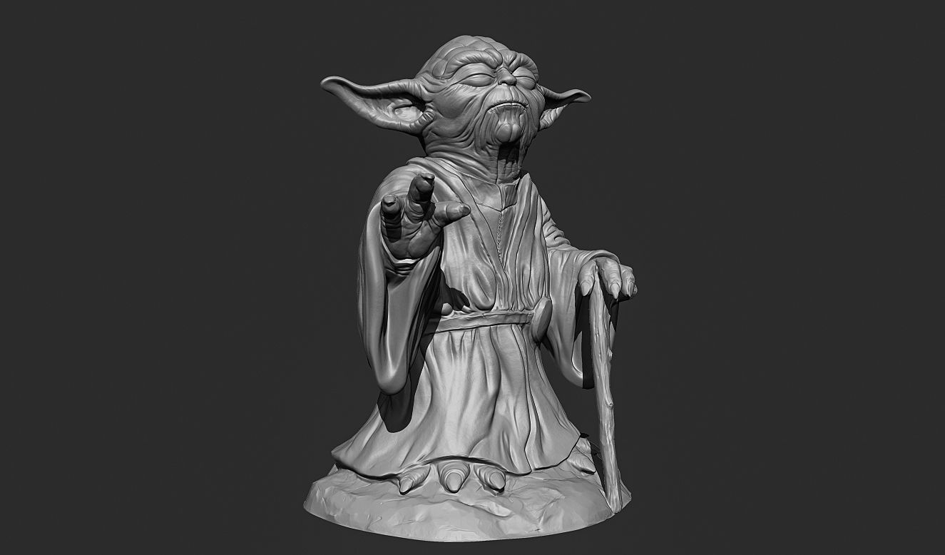 Yoda Sculpture fan 3d print model 3D print model_10