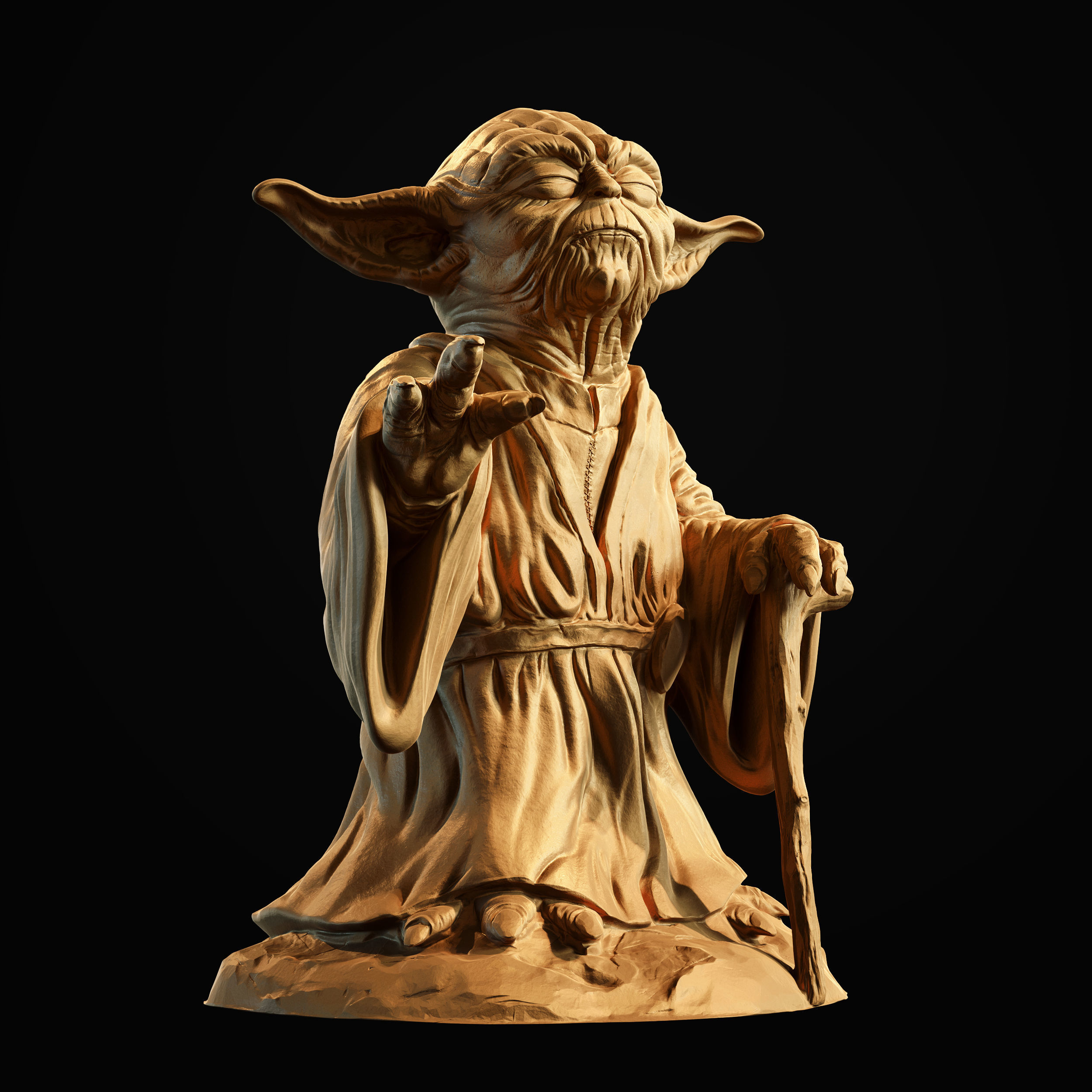 Yoda Sculpture fan 3d print model 3D print model_1