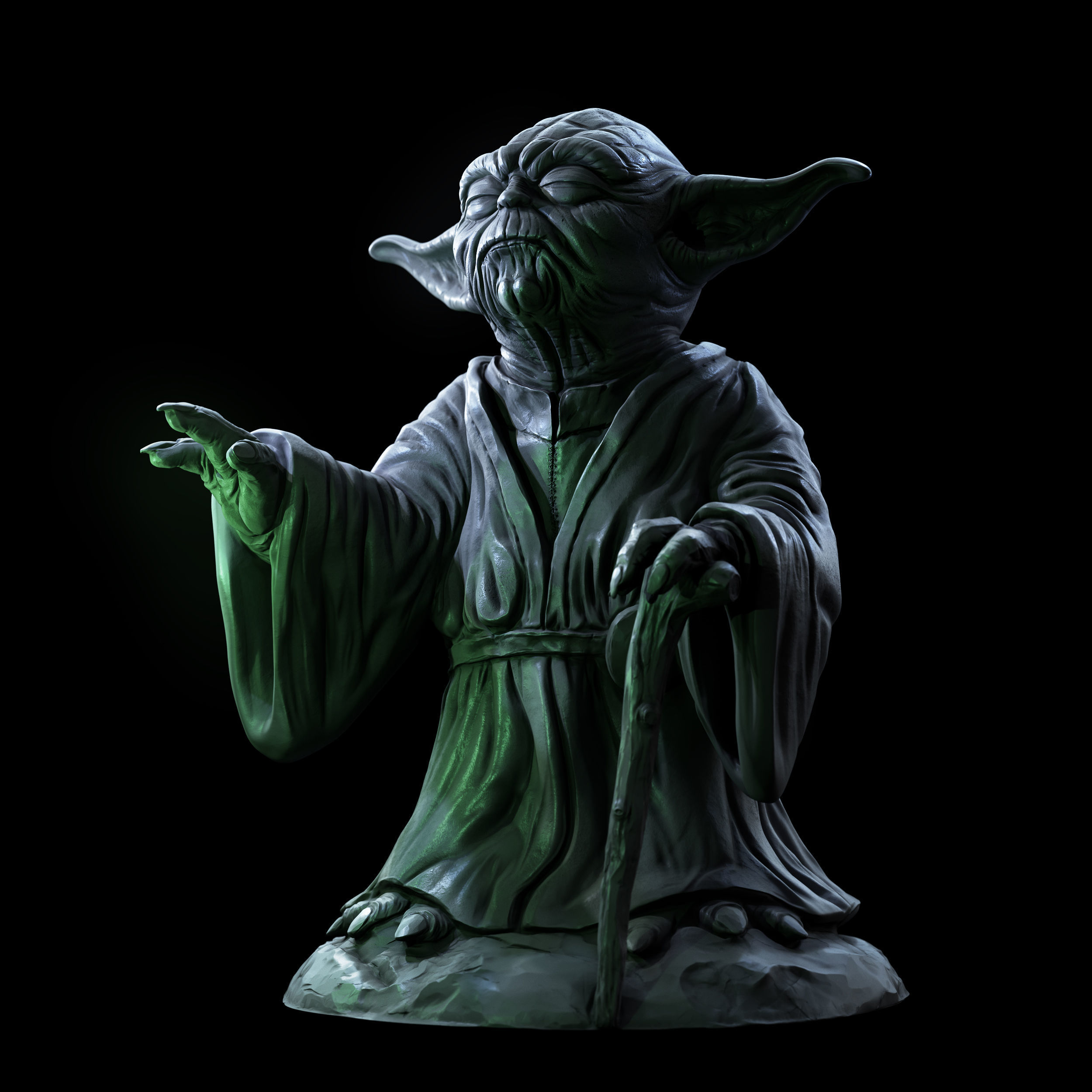 Yoda Sculpture fan 3d print model 3D print model_2