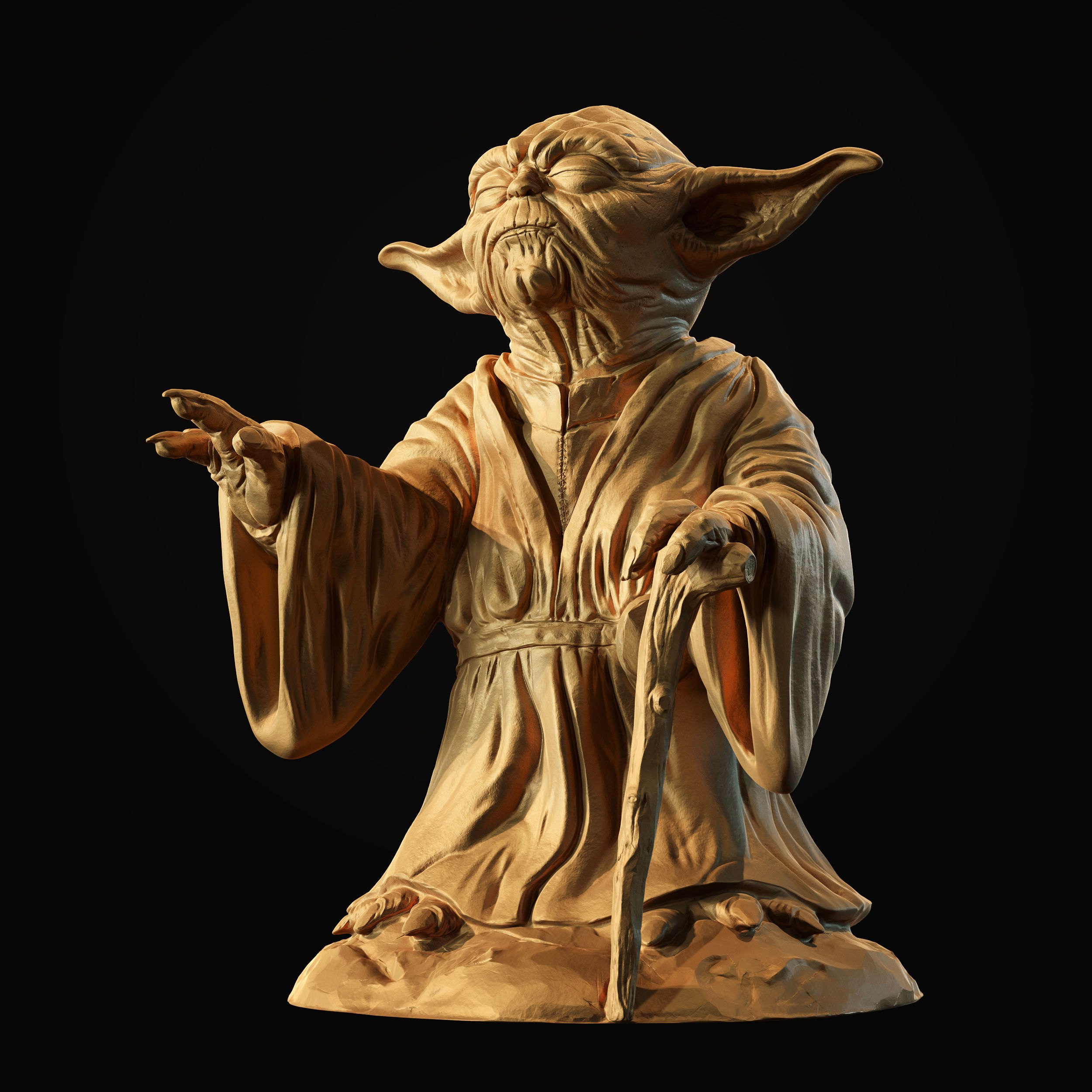 Yoda Sculpture fan 3d print model 3D print model_5