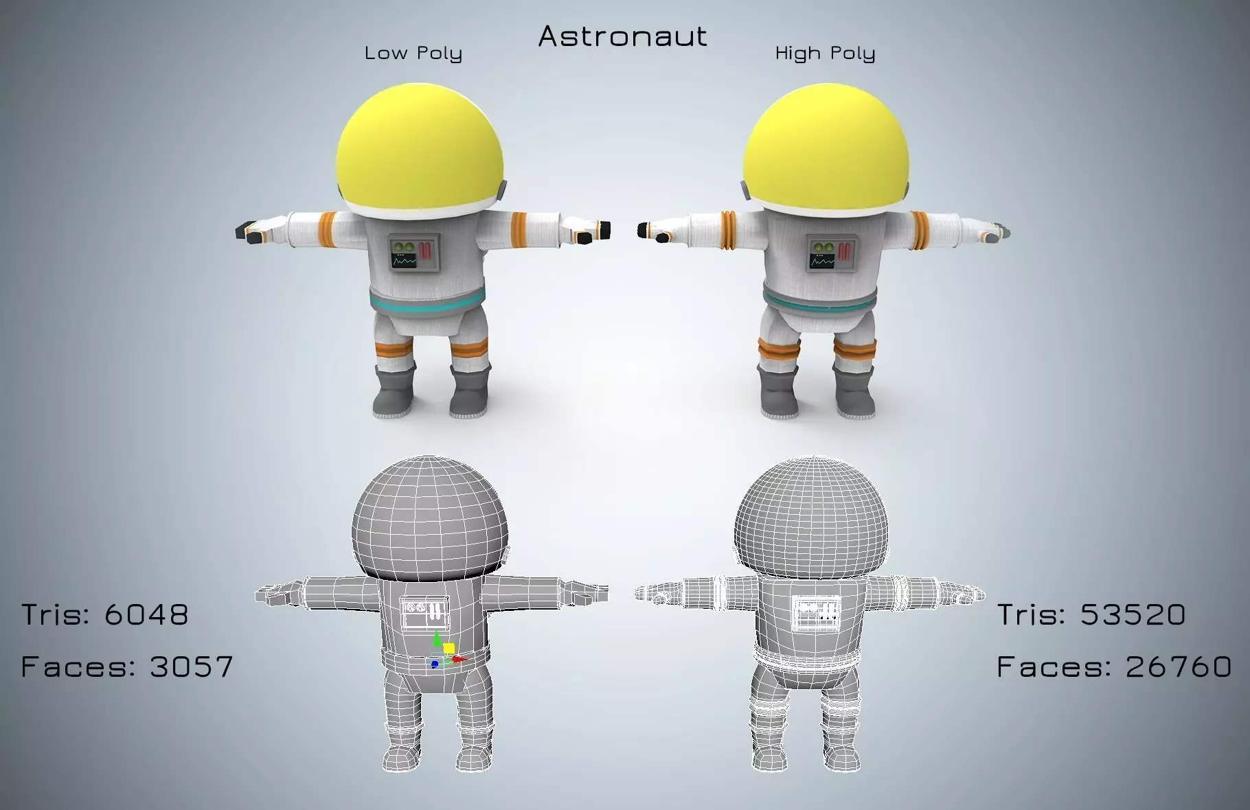 Astronaut wearing helmet Low-poly 3D model