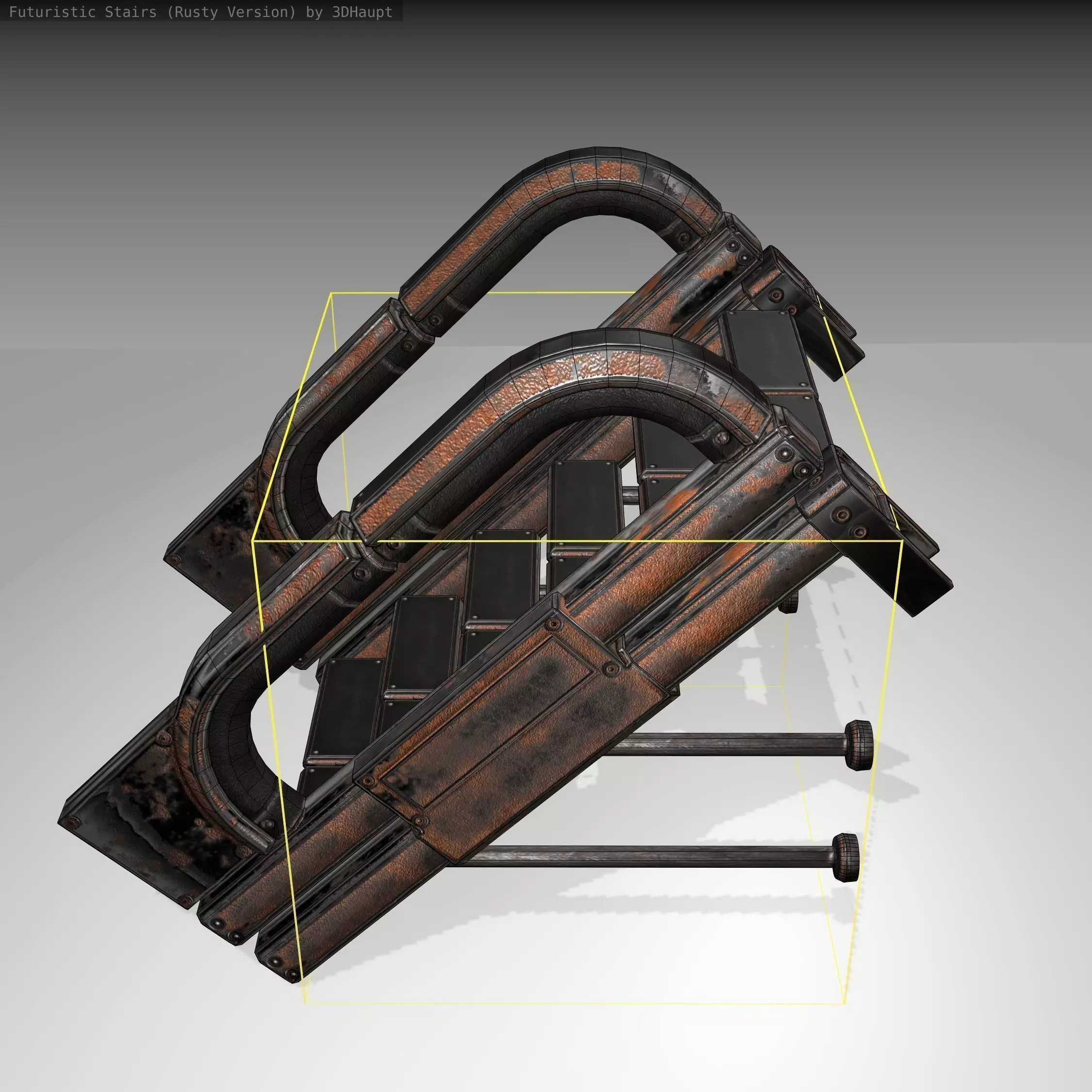 Futuristic Stairs - 1 - Rusty Textures Low-poly 3D model