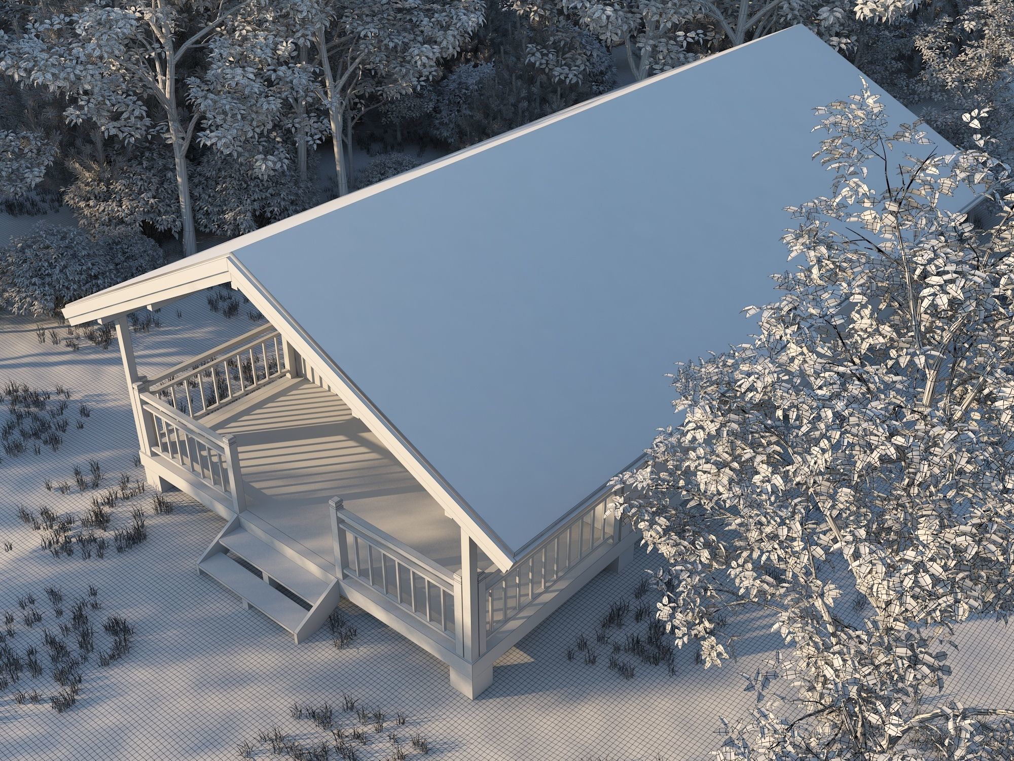 Small Wooden House For Nature Living Low-poly 3D model_5