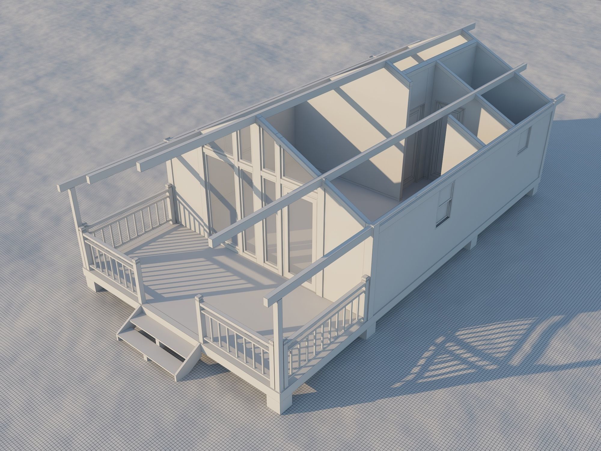 Small Wooden House For Nature Living Low-poly 3D model_7