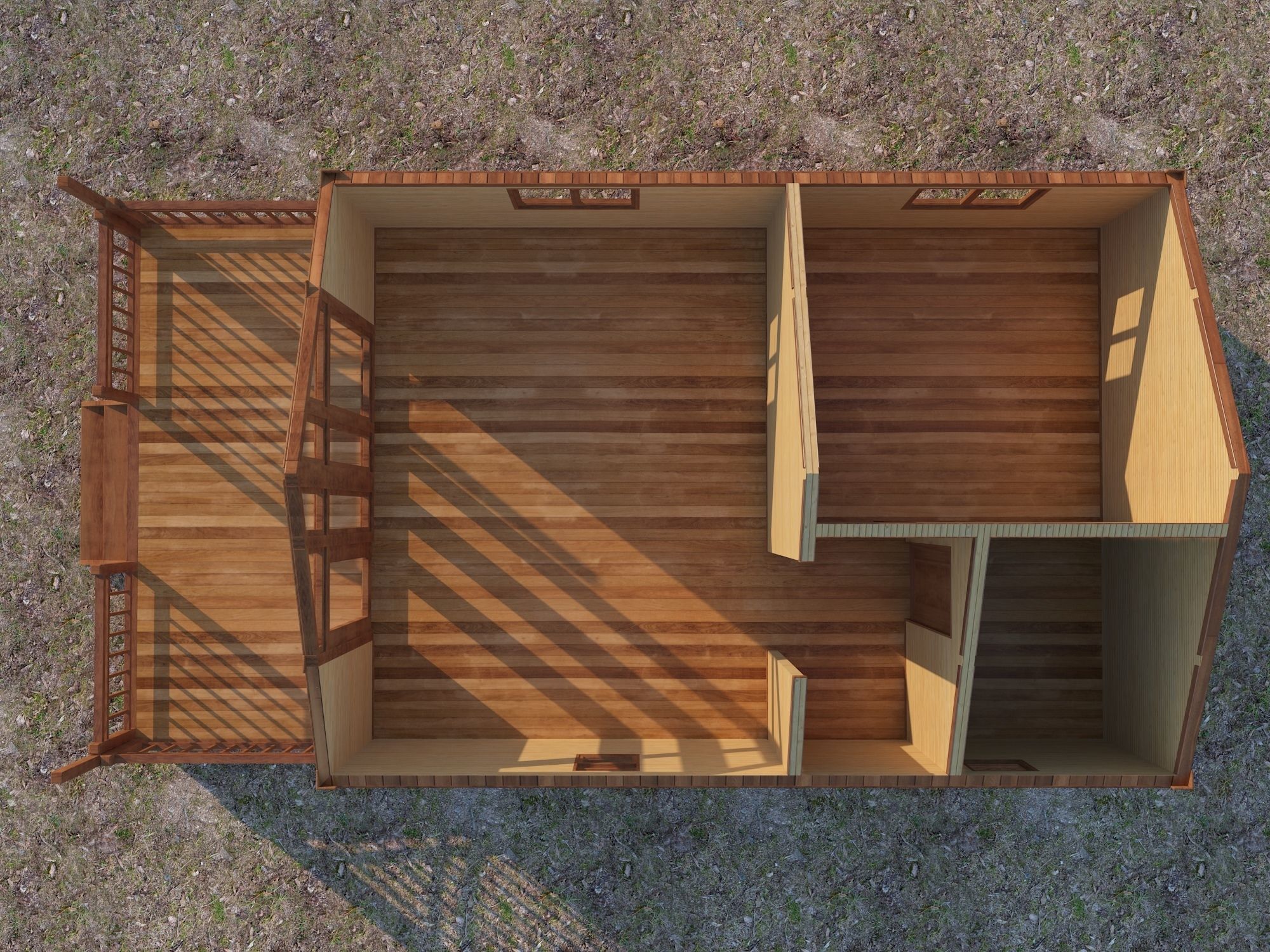 Small Wooden House For Nature Living Low-poly 3D model_8