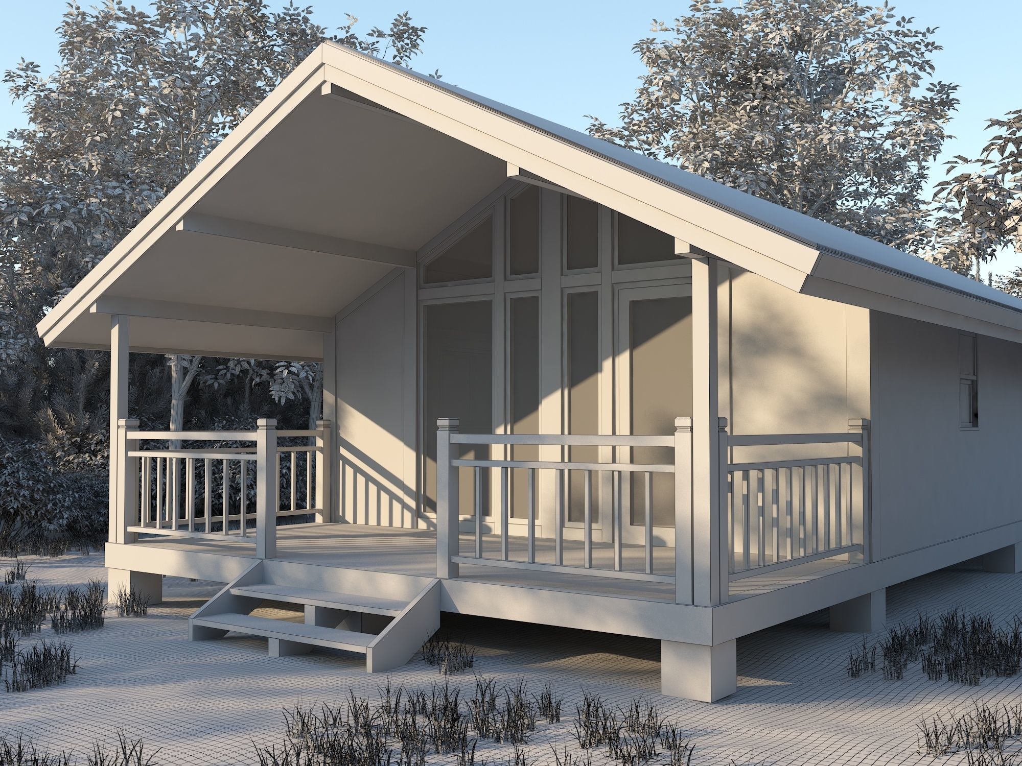 Small Wooden House For Nature Living Low-poly 3D model_3