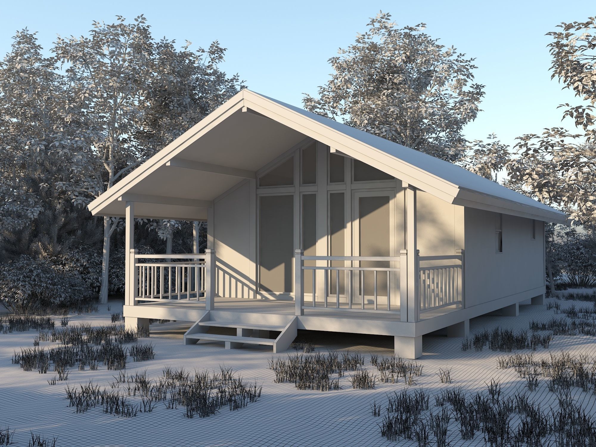 Small Wooden House For Nature Living Low-poly 3D model_1