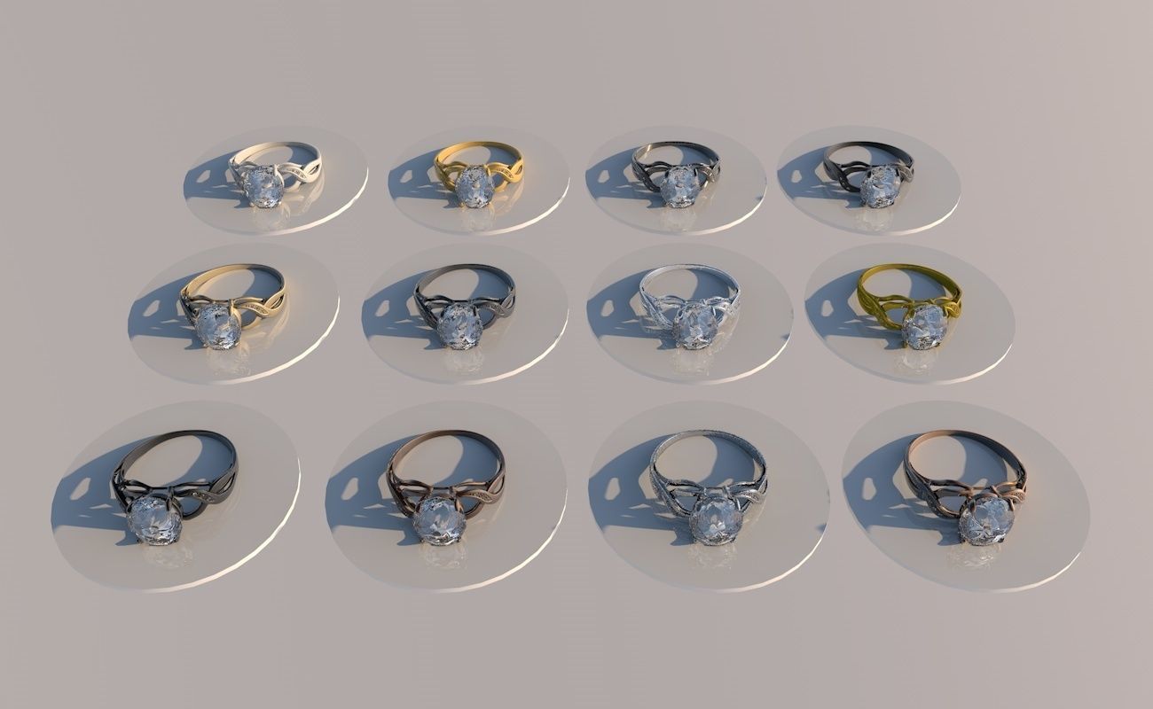 Pack 12 diamond rings 3D model_14
