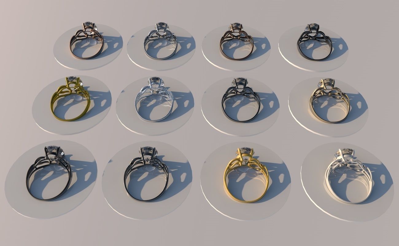 Pack 12 diamond rings 3D model_12