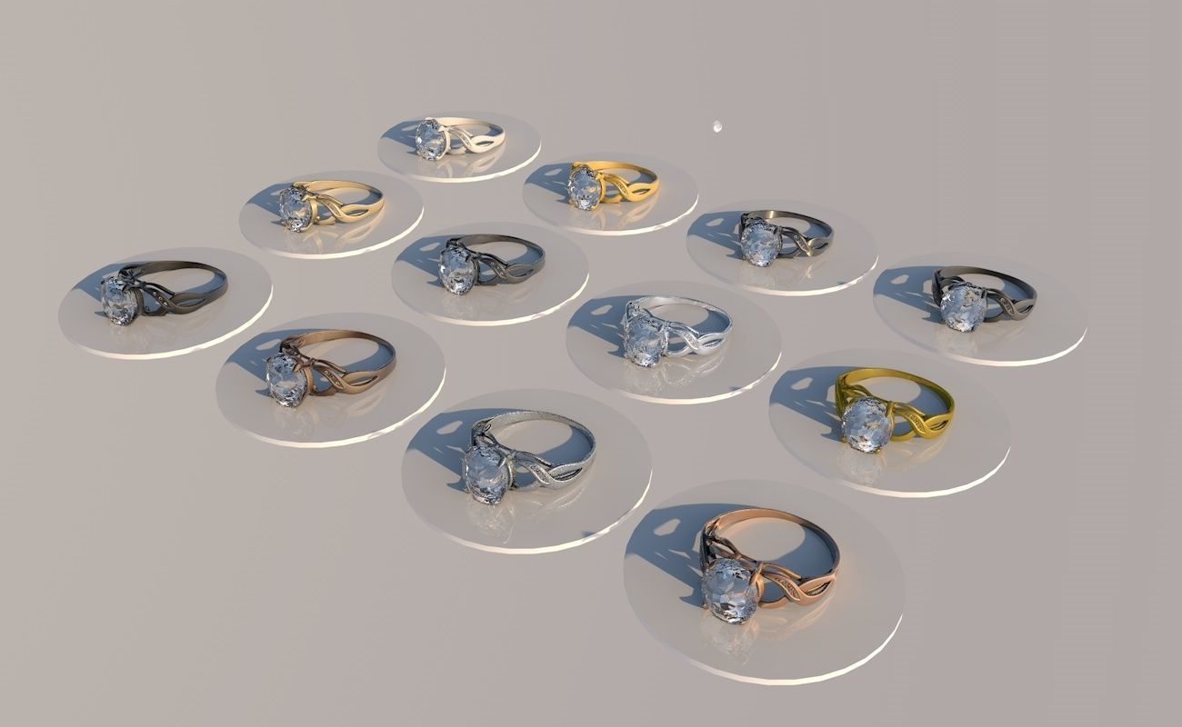 Pack 12 diamond rings 3D model_13