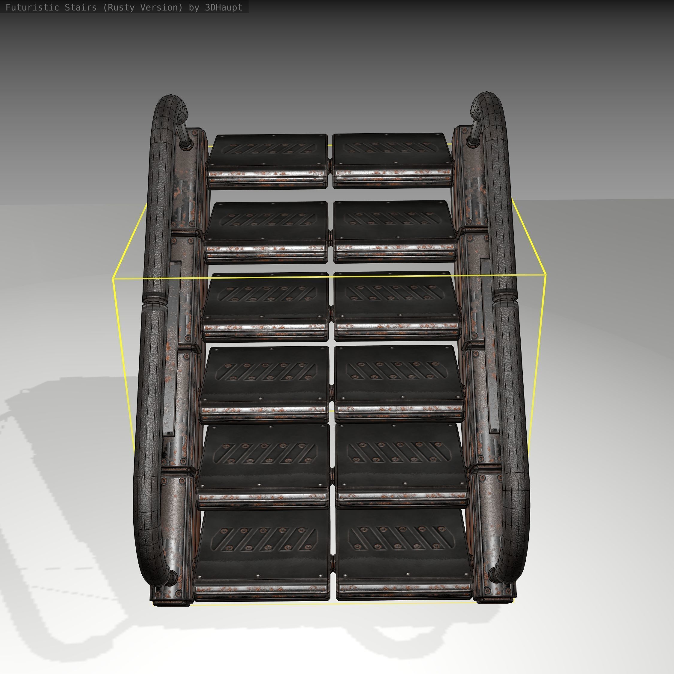 Futuristic Stairs - 7 - Rusty Textures Low-poly 3D model_6