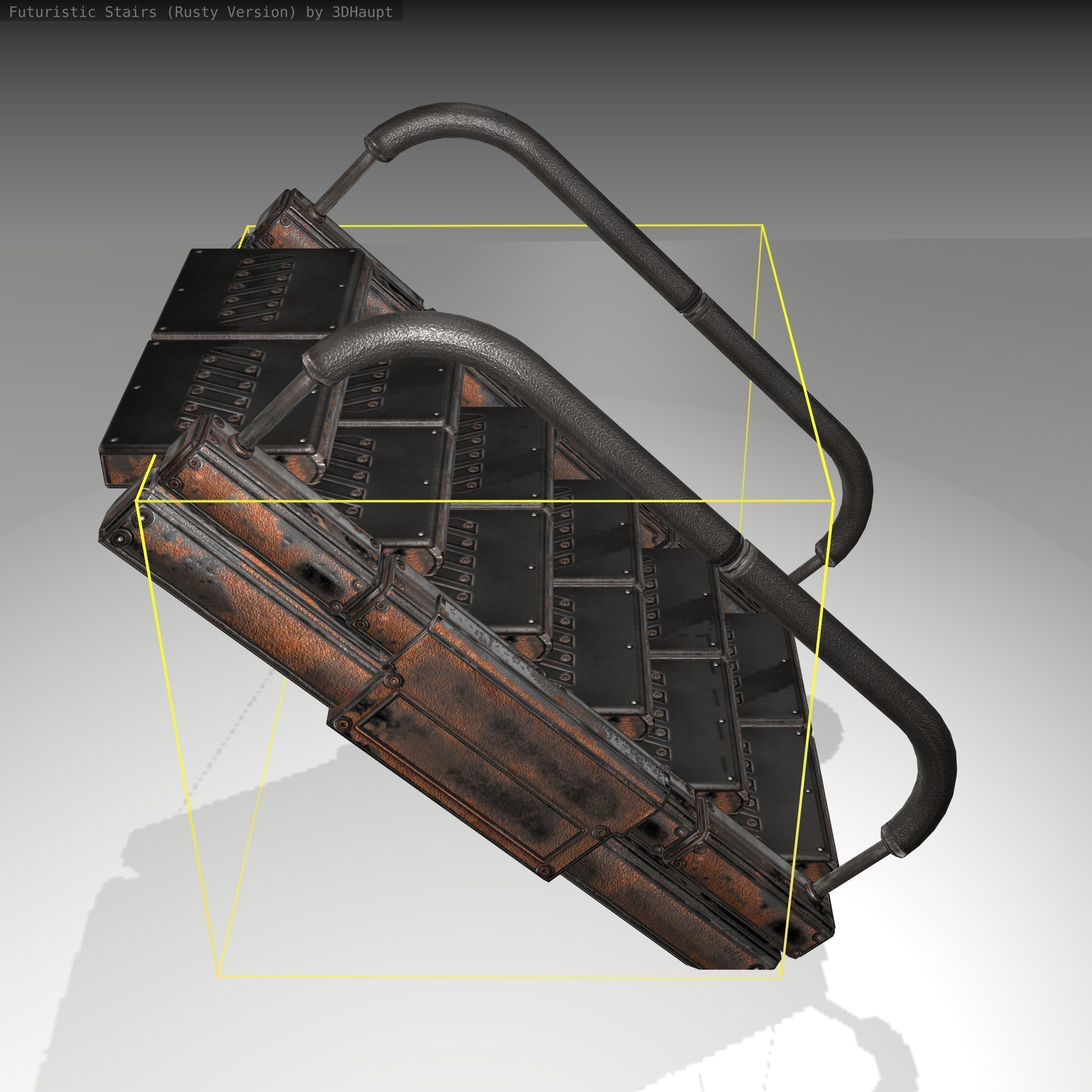 Futuristic Stairs - 7 - Rusty Textures Low-poly 3D model_4
