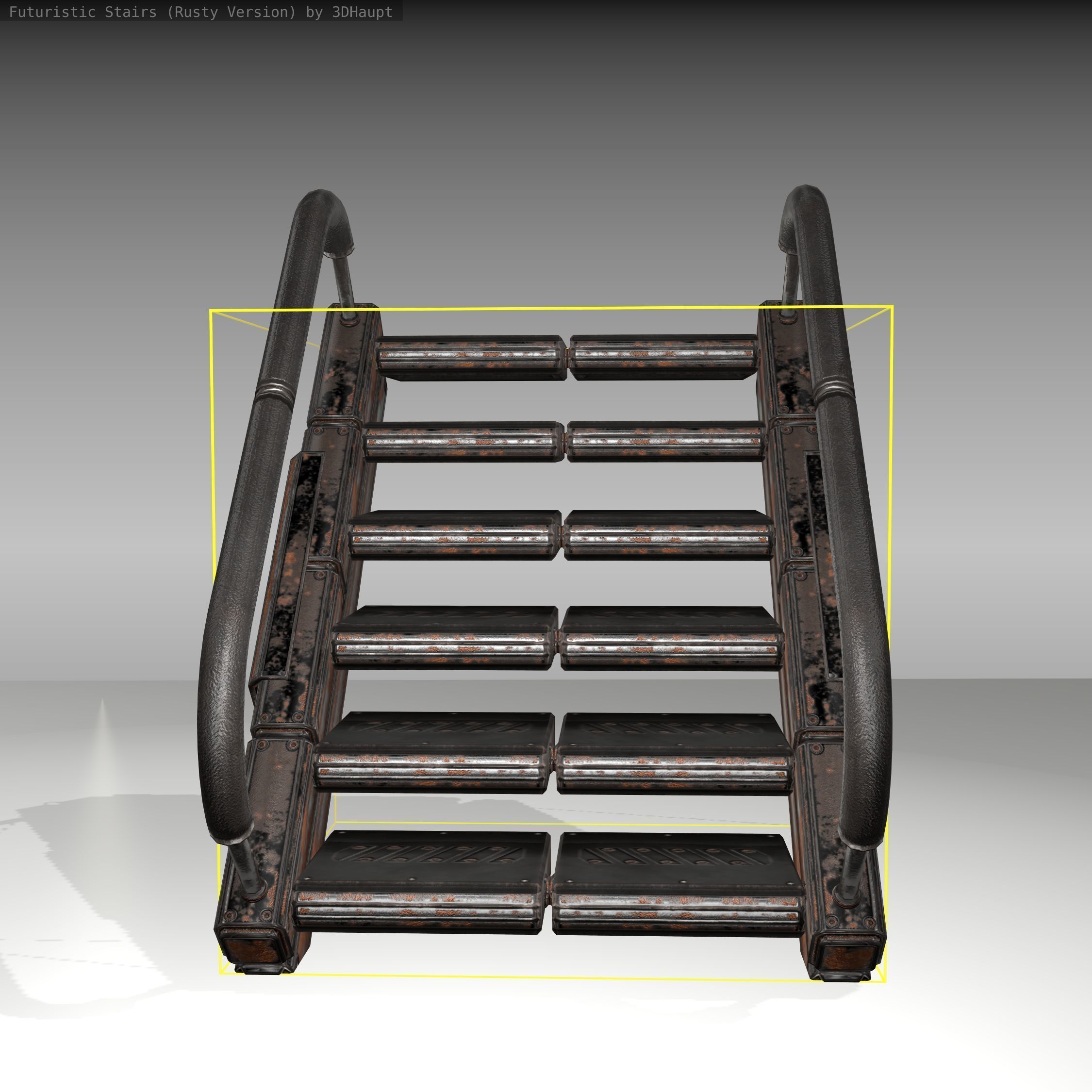 Futuristic Stairs - 7 - Rusty Textures Low-poly 3D model_13