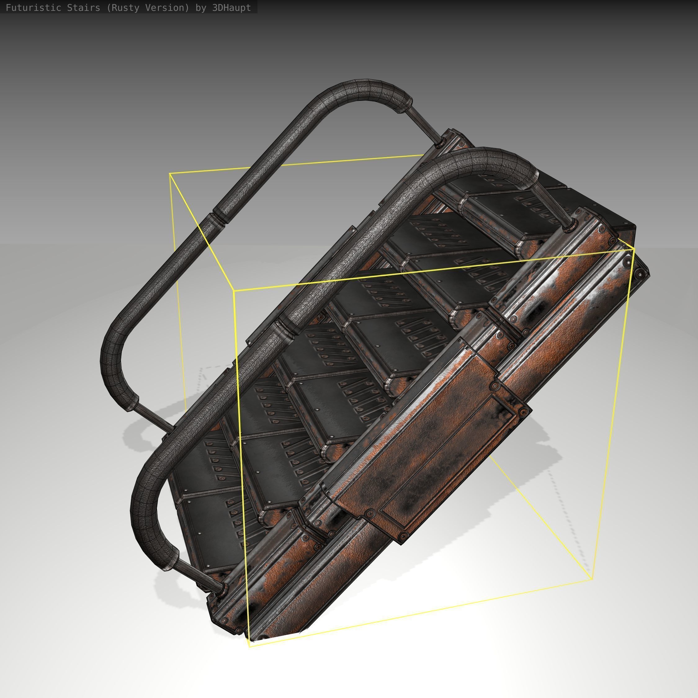 Futuristic Stairs - 7 - Rusty Textures Low-poly 3D model_23