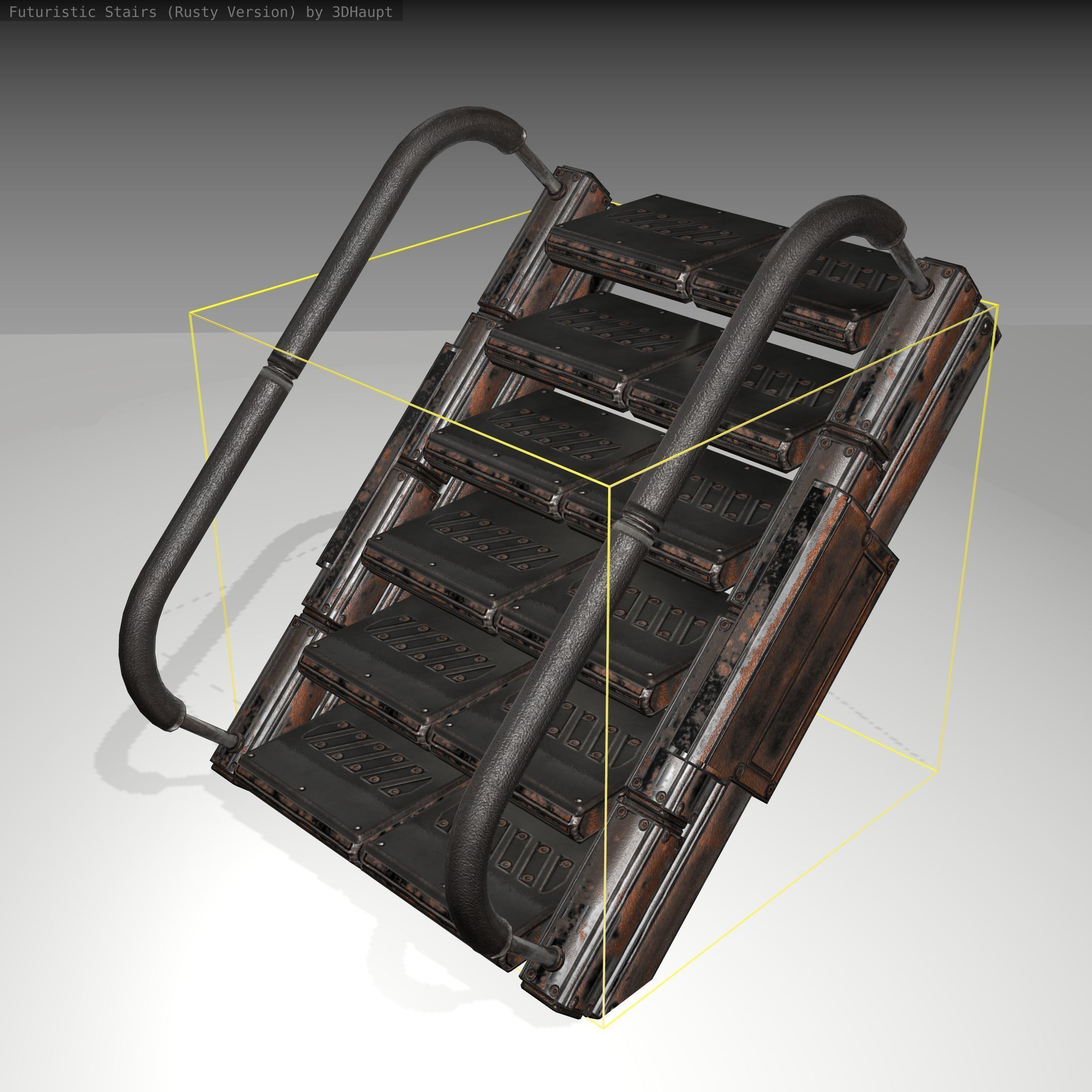 Futuristic Stairs - 7 - Rusty Textures Low-poly 3D model_7