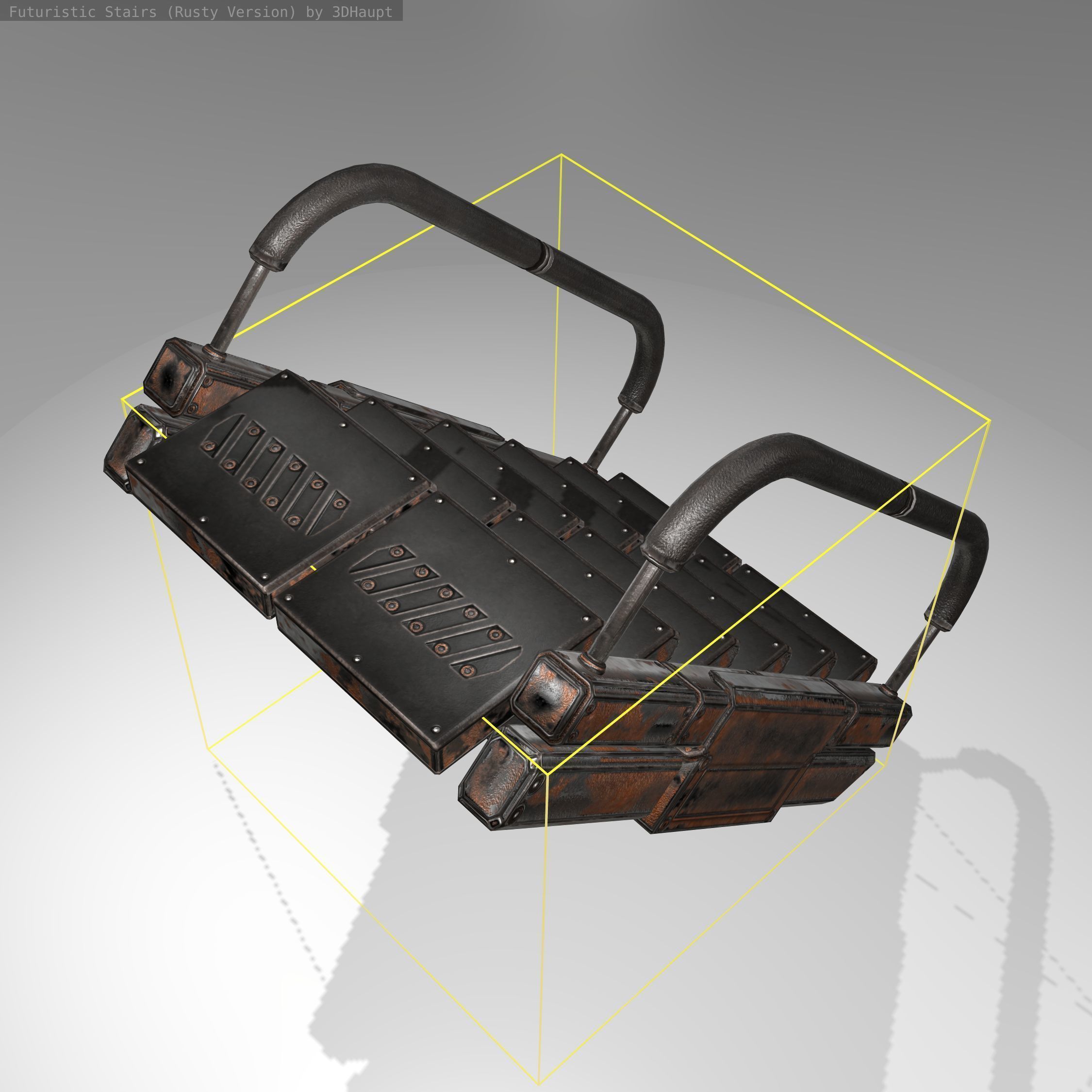 Futuristic Stairs - 7 - Rusty Textures Low-poly 3D model_17