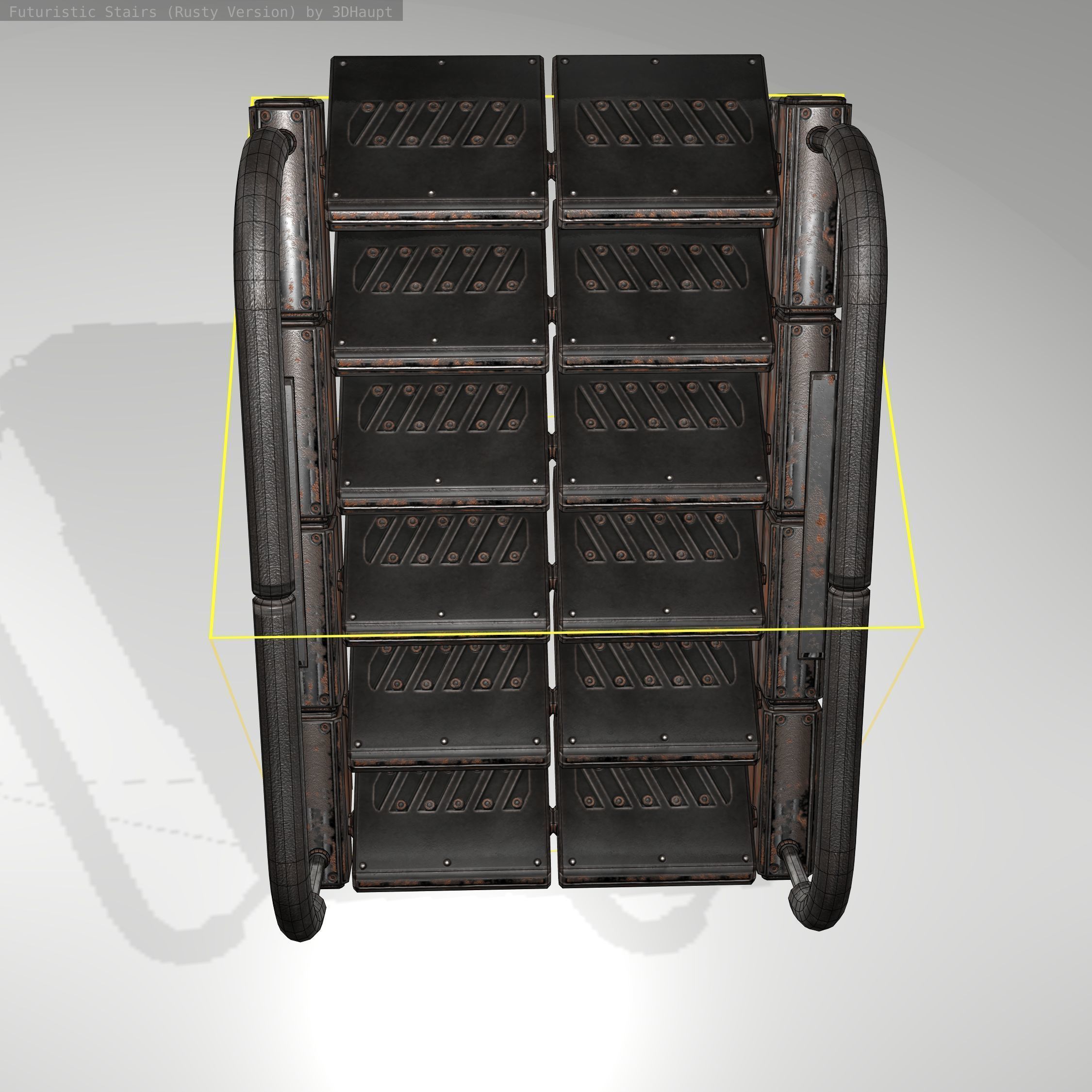 Futuristic Stairs - 7 - Rusty Textures Low-poly 3D model_14