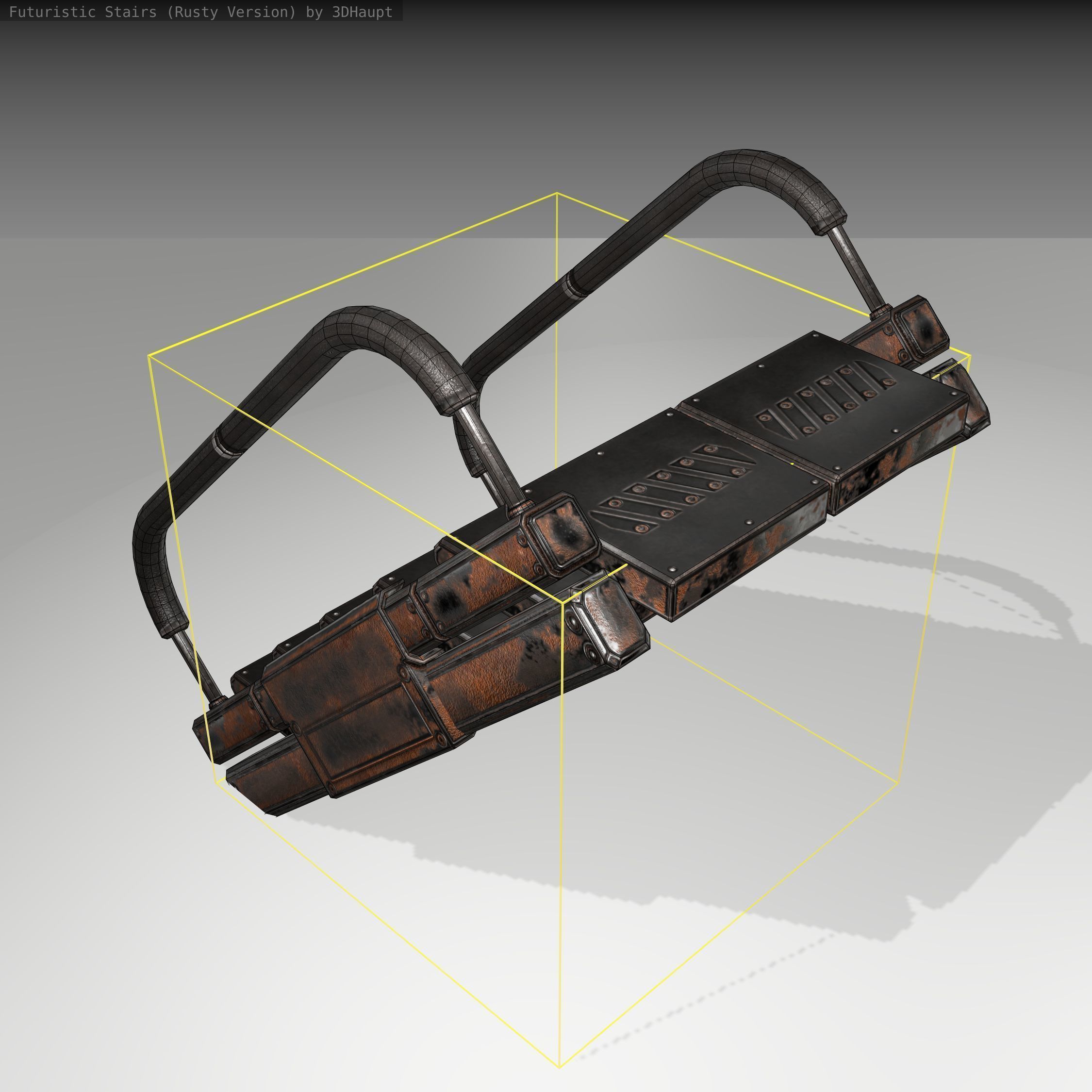 Futuristic Stairs - 7 - Rusty Textures Low-poly 3D model_1