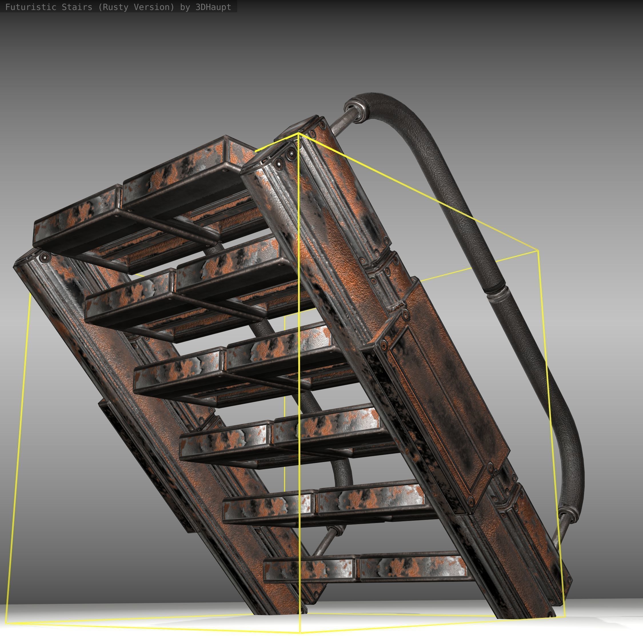 Futuristic Stairs - 7 - Rusty Textures Low-poly 3D model_20