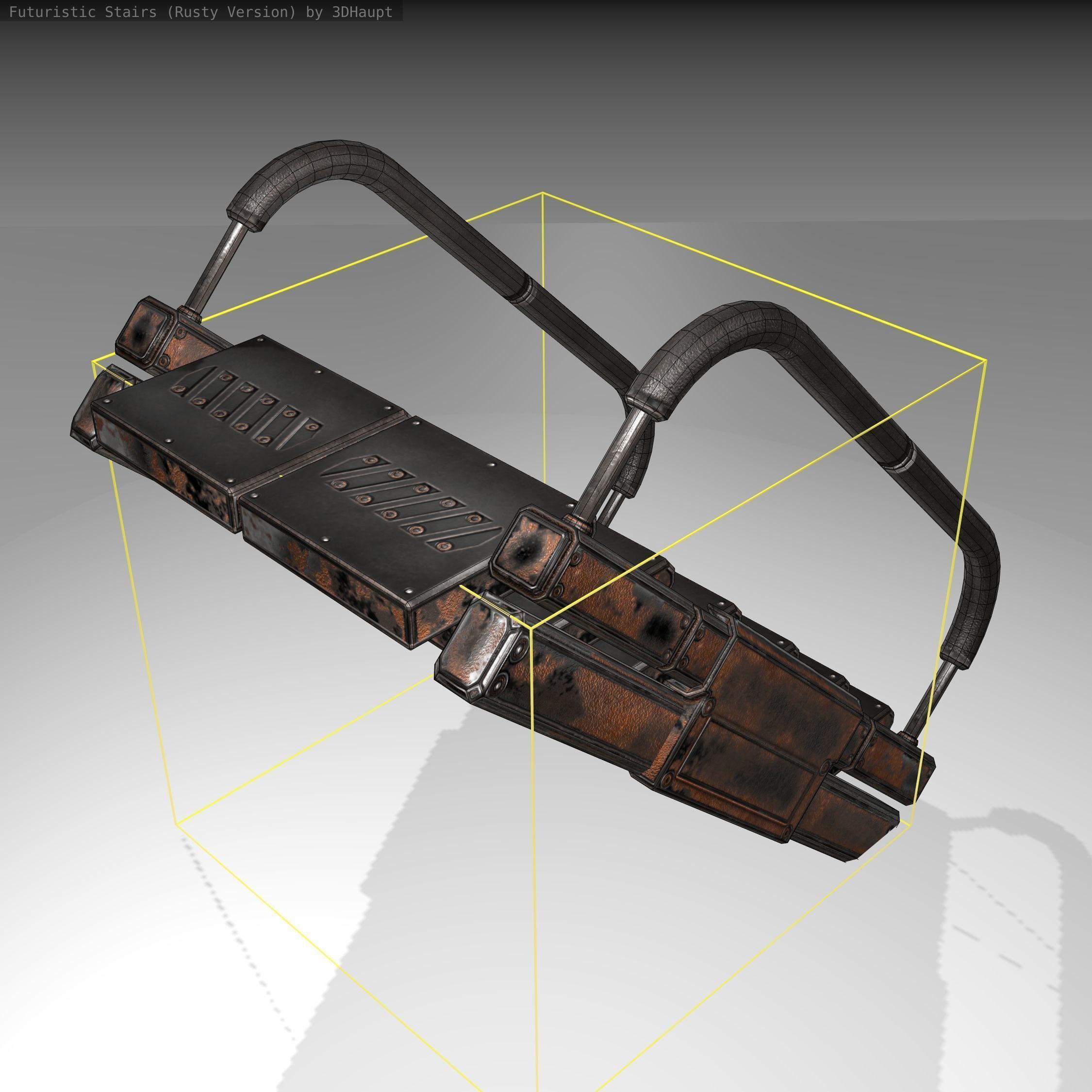 Futuristic Stairs - 7 - Rusty Textures Low-poly 3D model_3