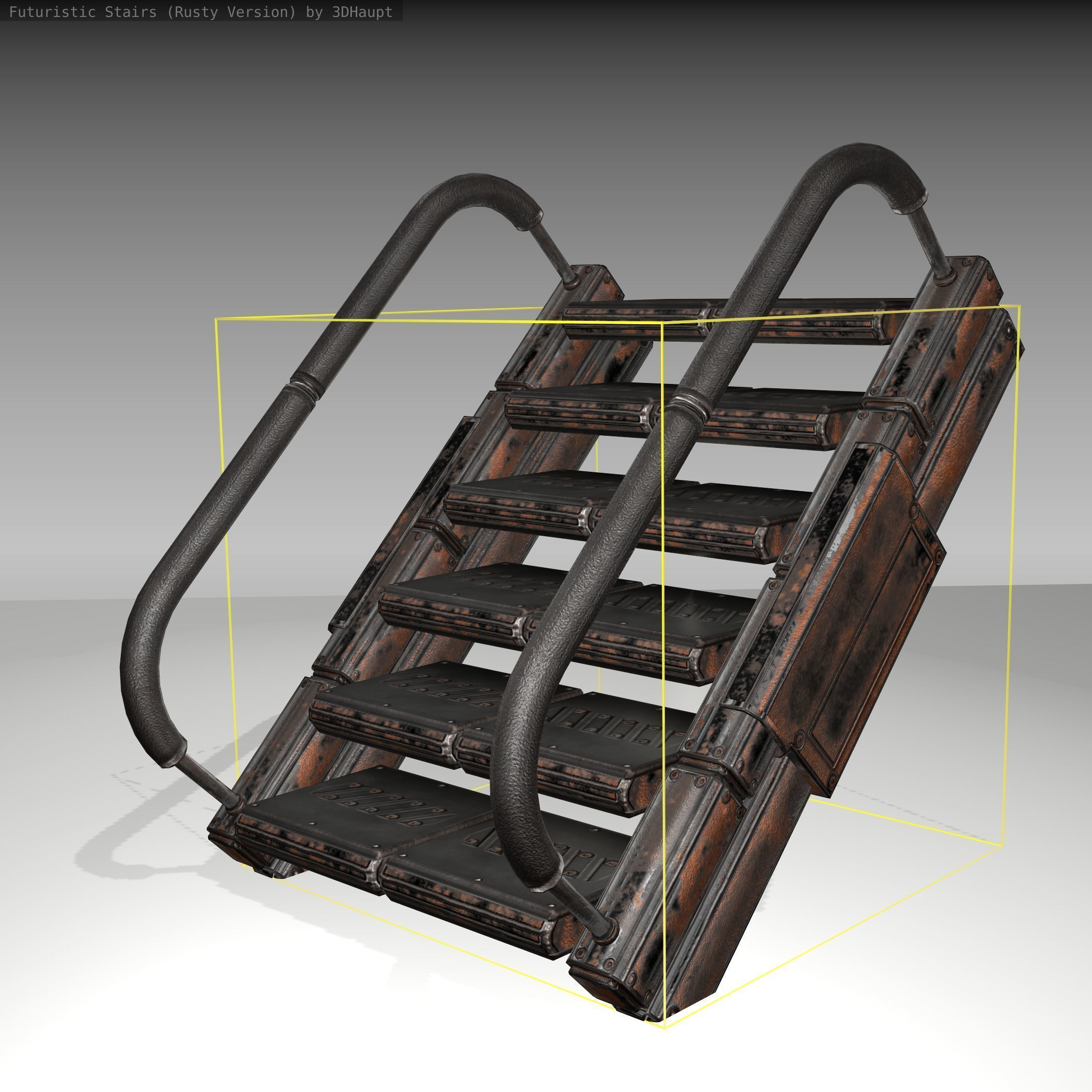 Futuristic Stairs - 7 - Rusty Textures Low-poly 3D model_22