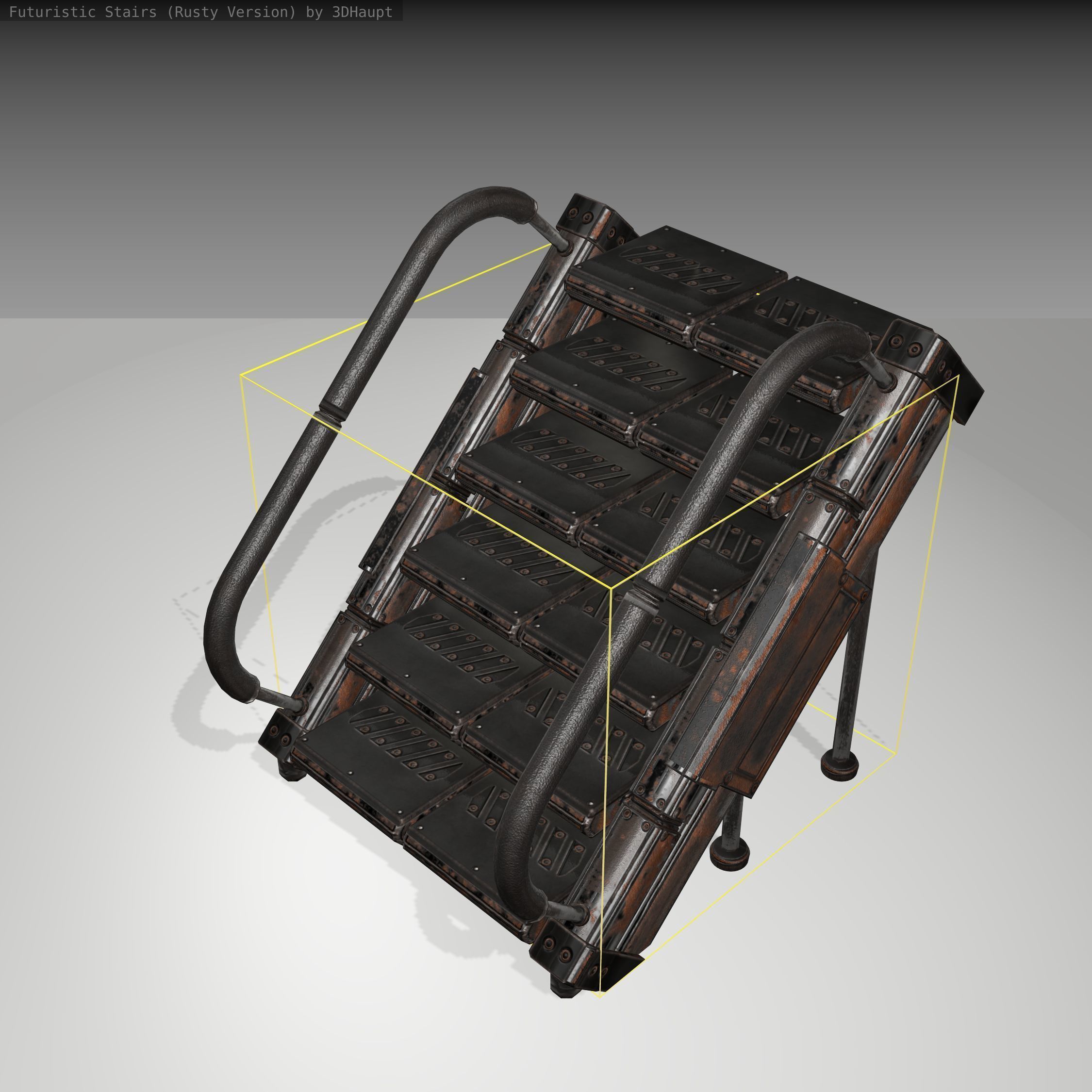Futuristic Stairs - 7 - Rusty Textures Low-poly 3D model_24