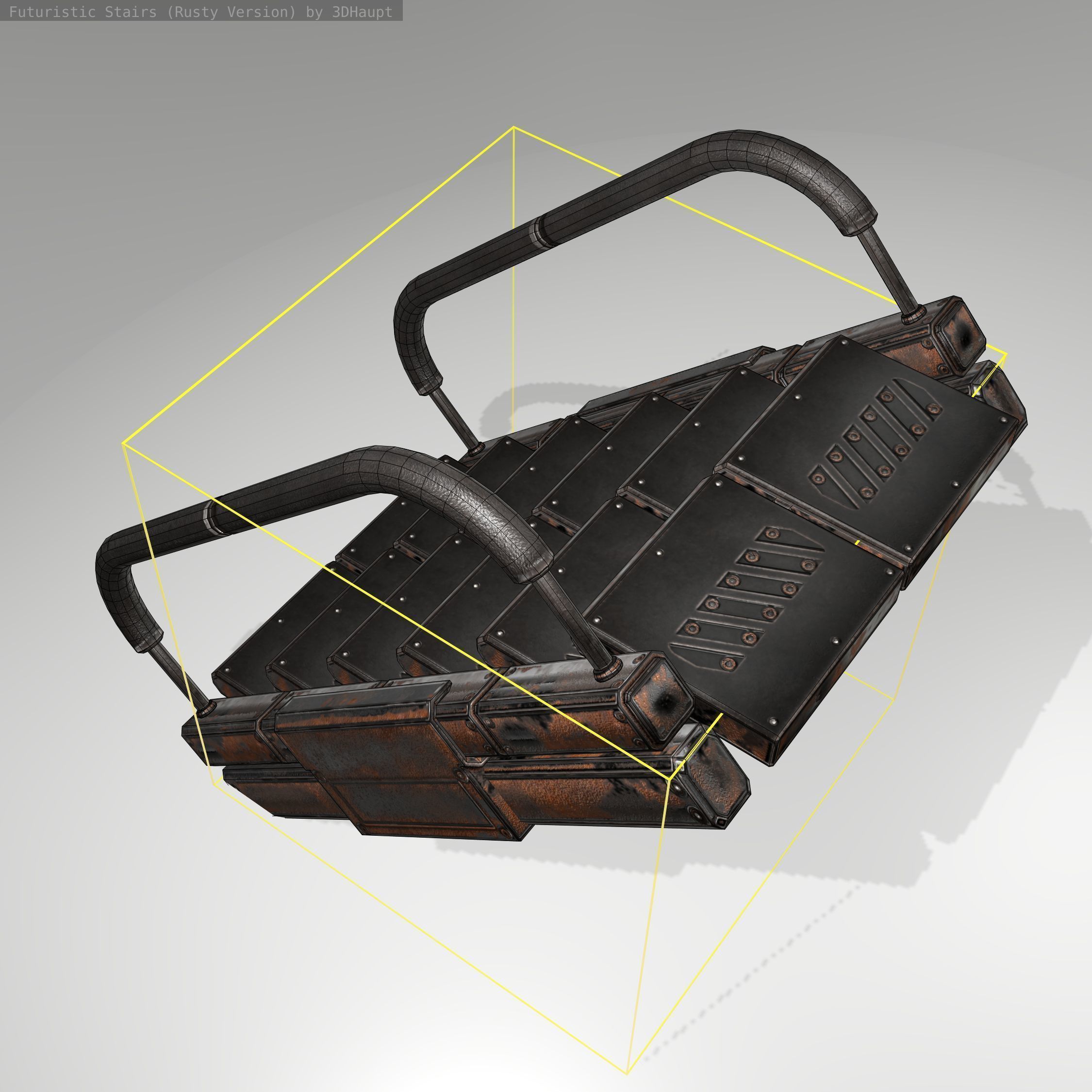 Futuristic Stairs - 7 - Rusty Textures Low-poly 3D model_16