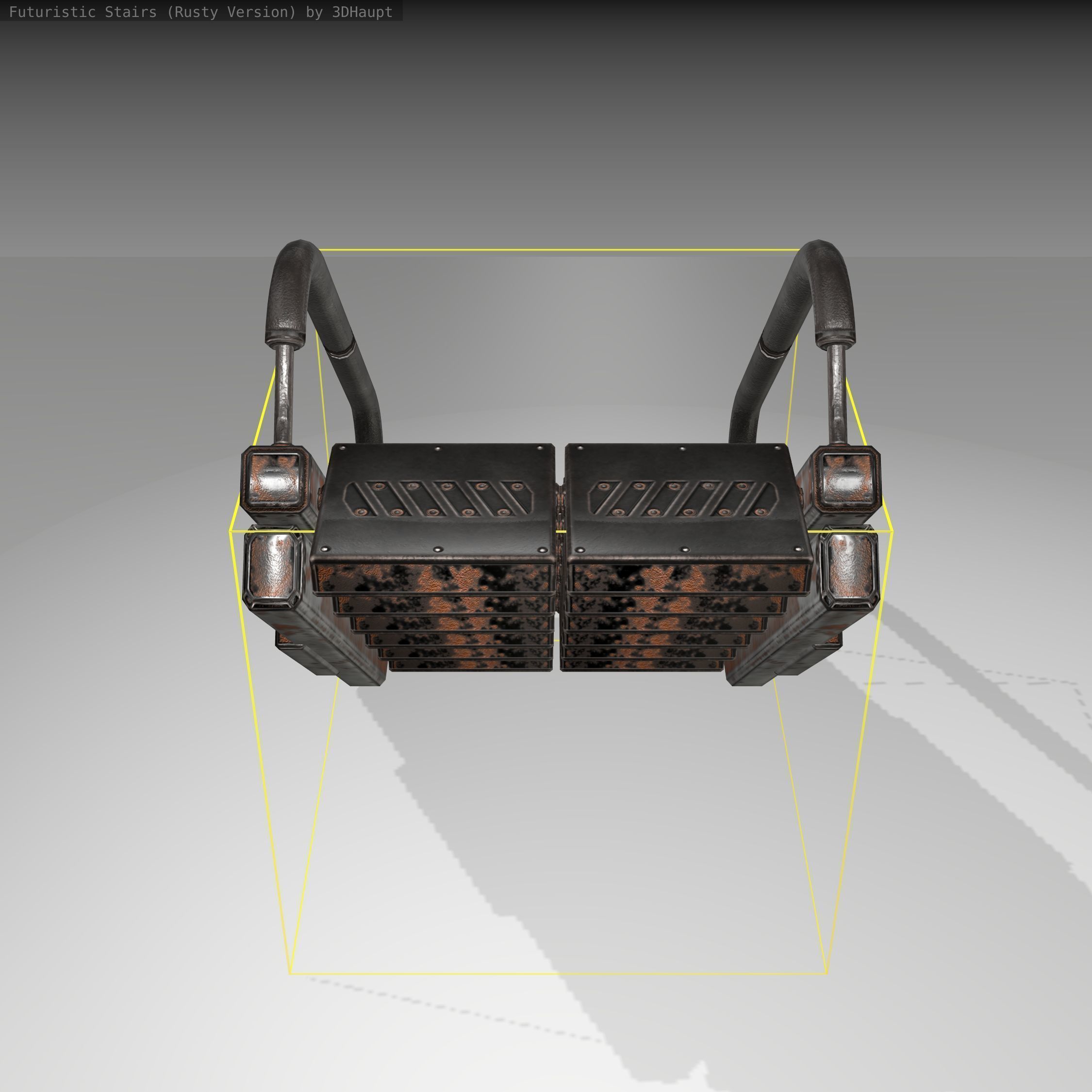 Futuristic Stairs - 7 - Rusty Textures Low-poly 3D model_2