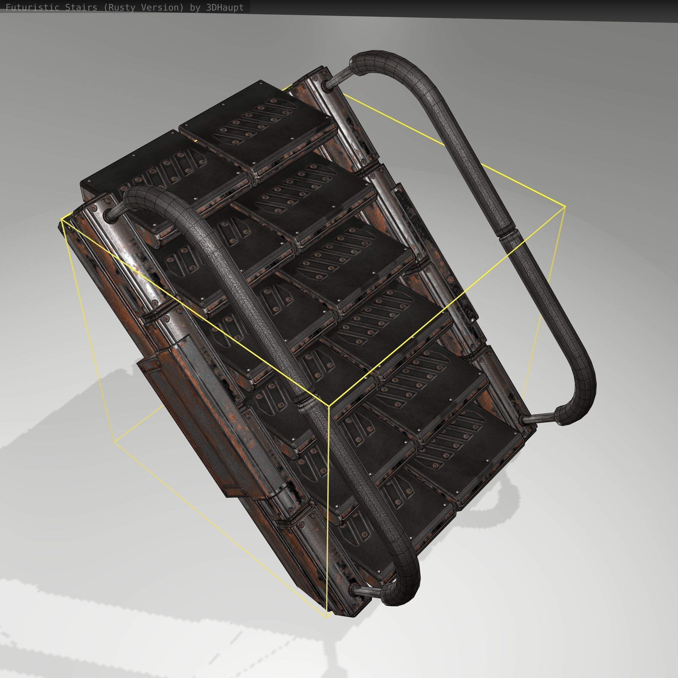Futuristic Stairs - 7 - Rusty Textures Low-poly 3D model_18