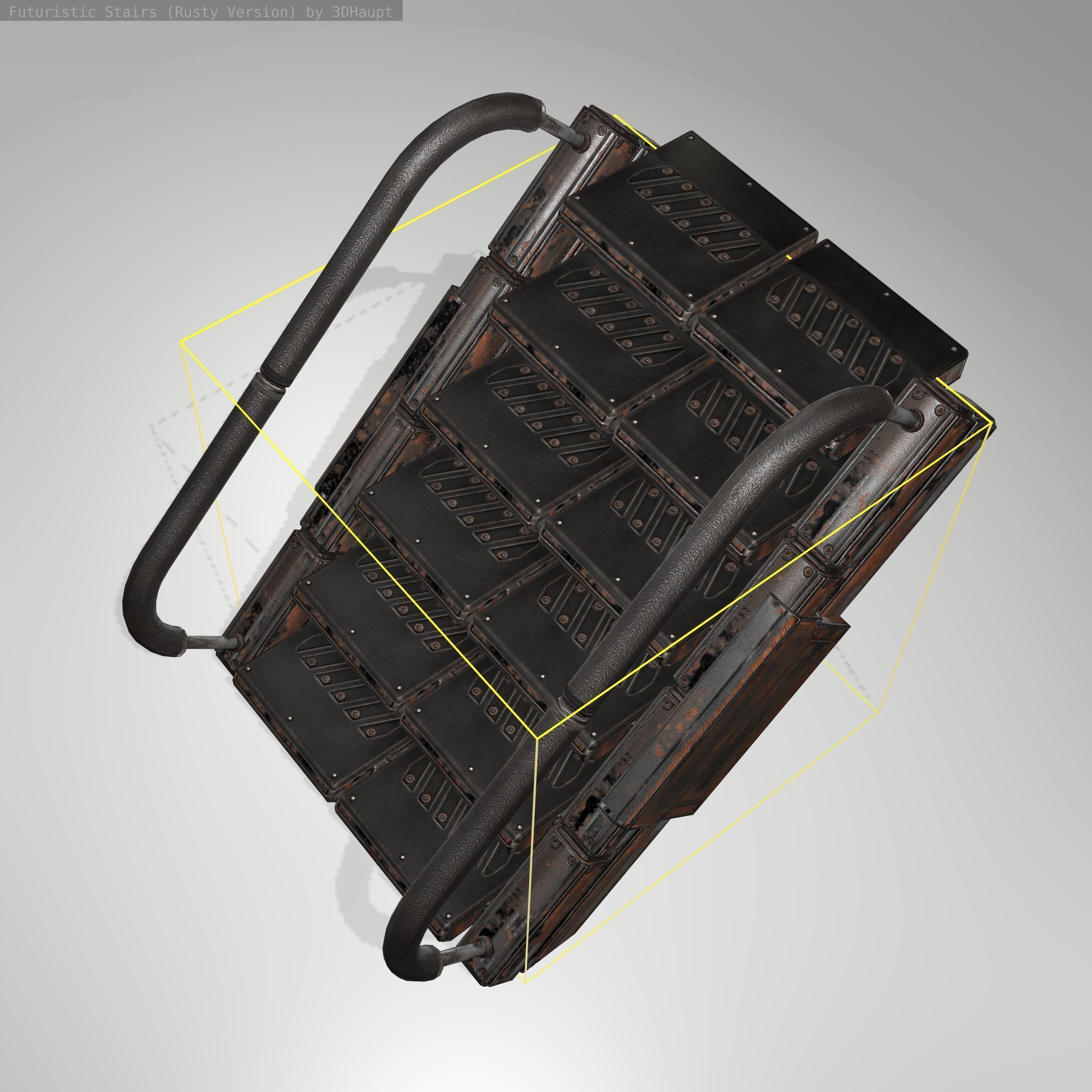 Futuristic Stairs - 7 - Rusty Textures Low-poly 3D model_15