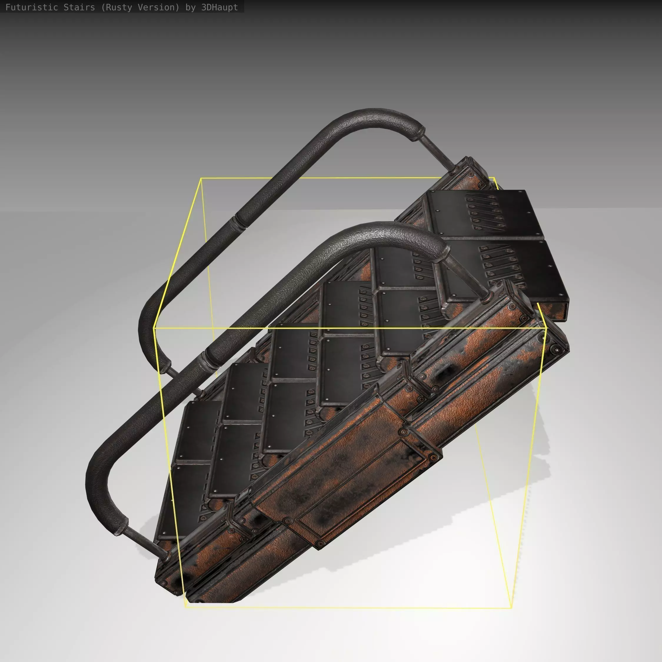 Futuristic Stairs - 7 - Rusty Textures Low-poly 3D model_0