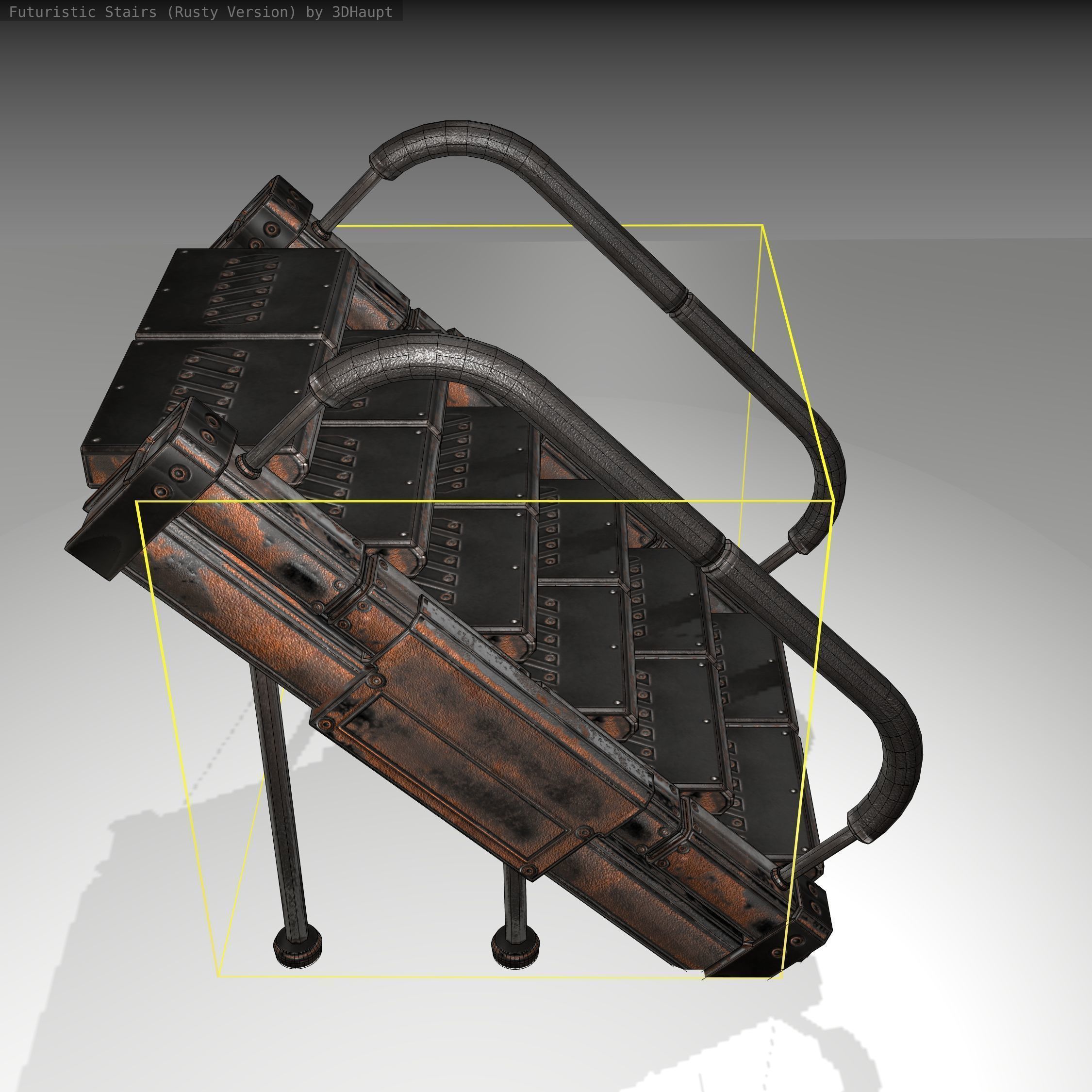 Futuristic Stairs - 8 - Rusty Textures Low-poly 3D model_4