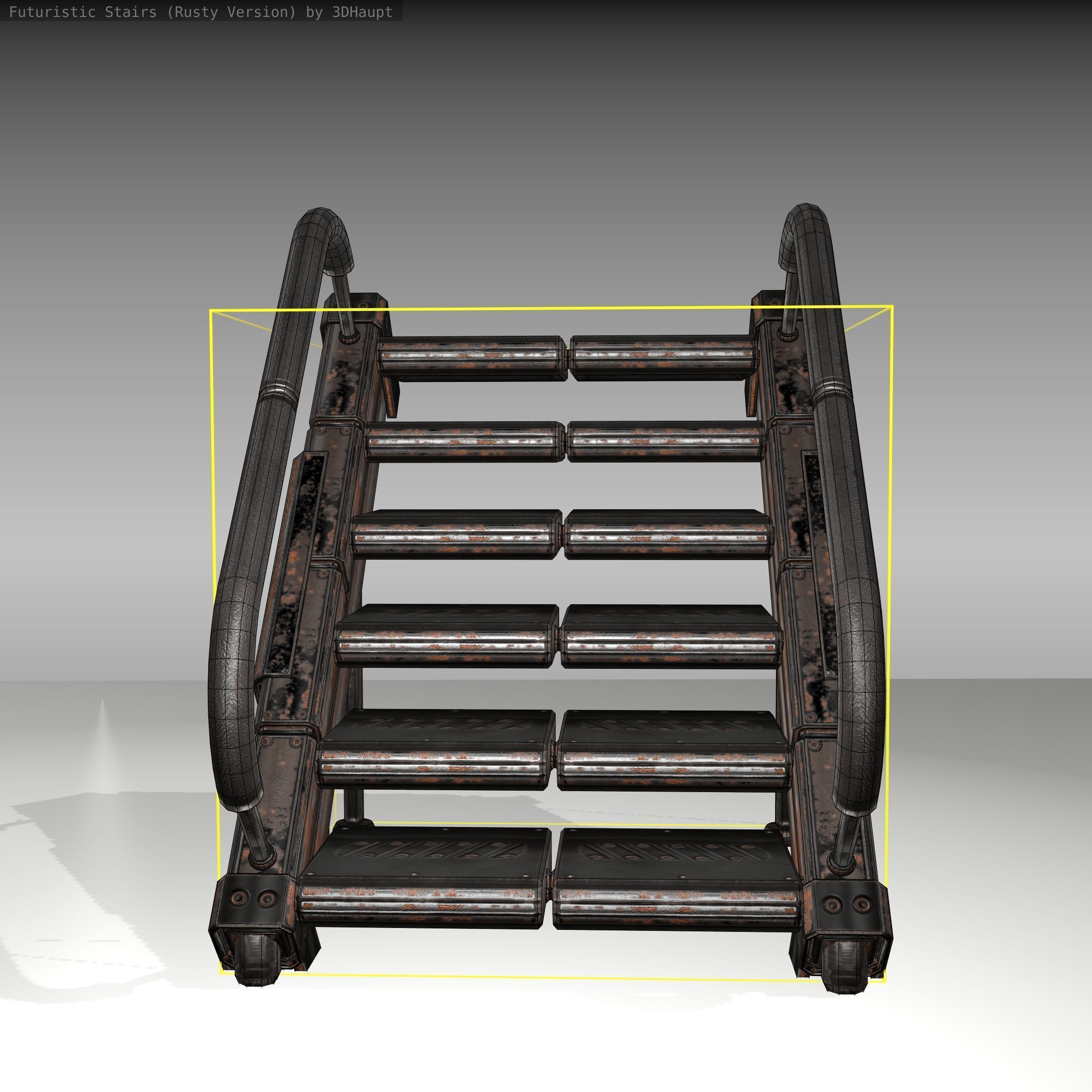 Futuristic Stairs - 8 - Rusty Textures Low-poly 3D model_13
