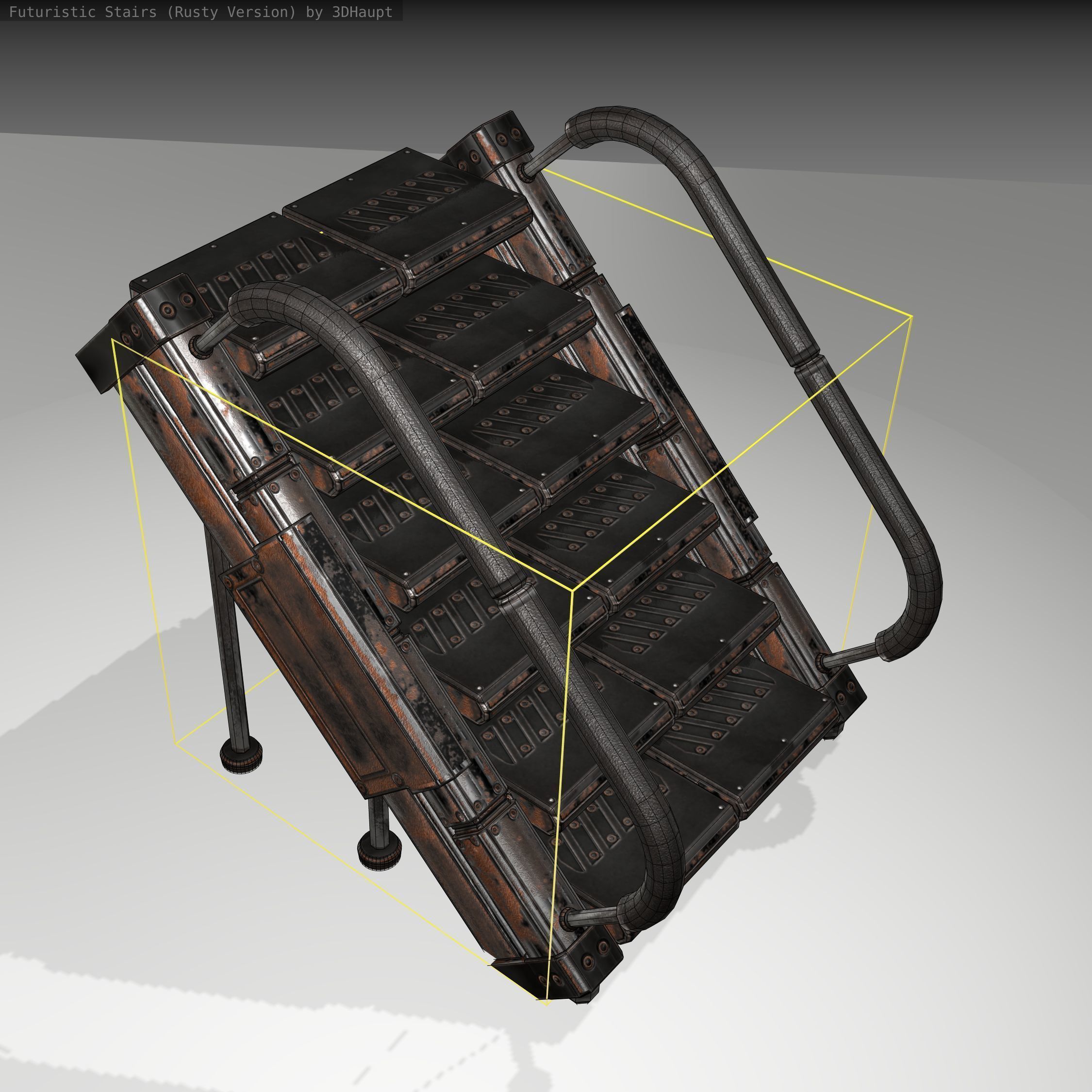 Futuristic Stairs - 8 - Rusty Textures Low-poly 3D model_19