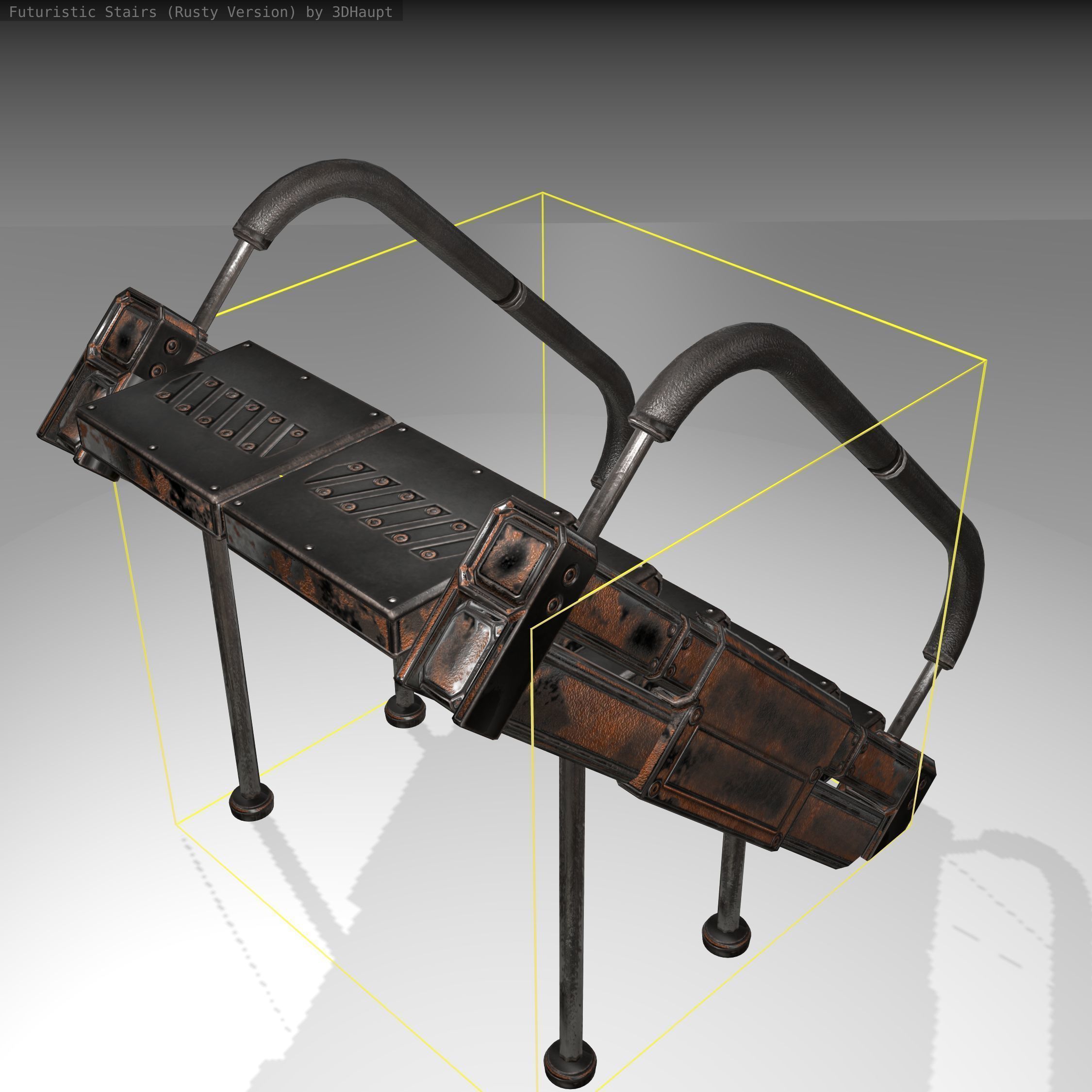 Futuristic Stairs - 8 - Rusty Textures Low-poly 3D model_3