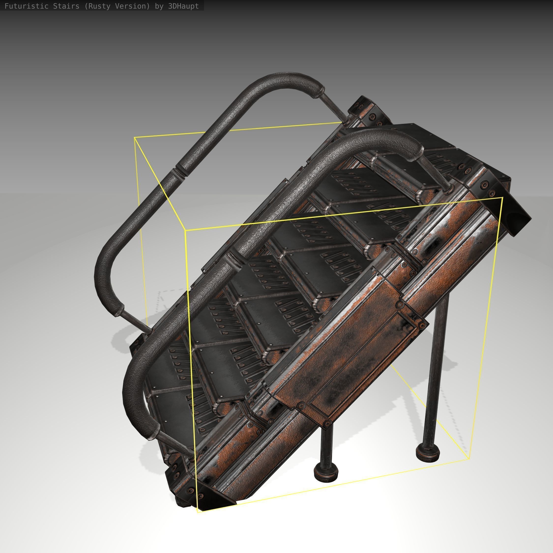 Futuristic Stairs - 8 - Rusty Textures Low-poly 3D model_23