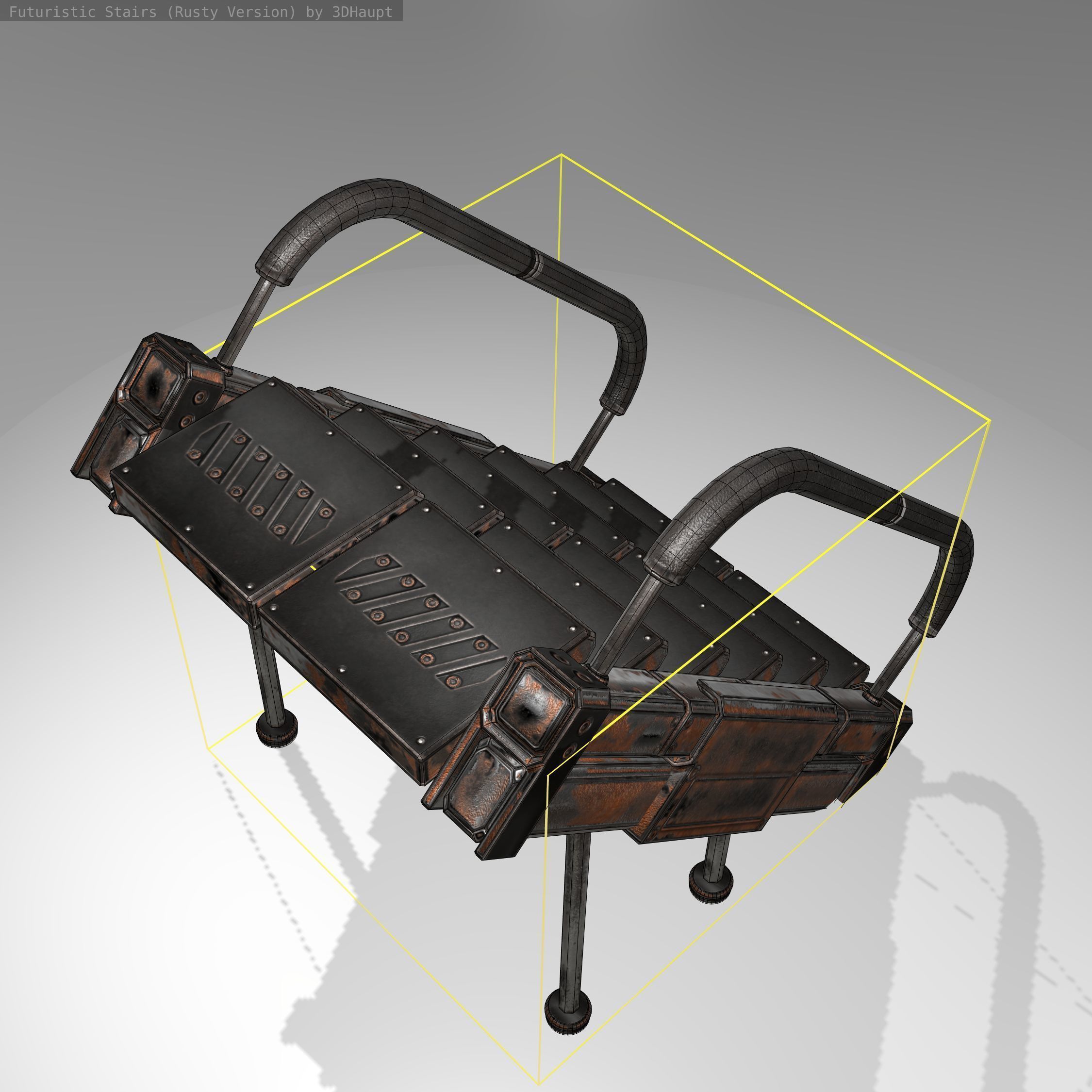 Futuristic Stairs - 8 - Rusty Textures Low-poly 3D model_17