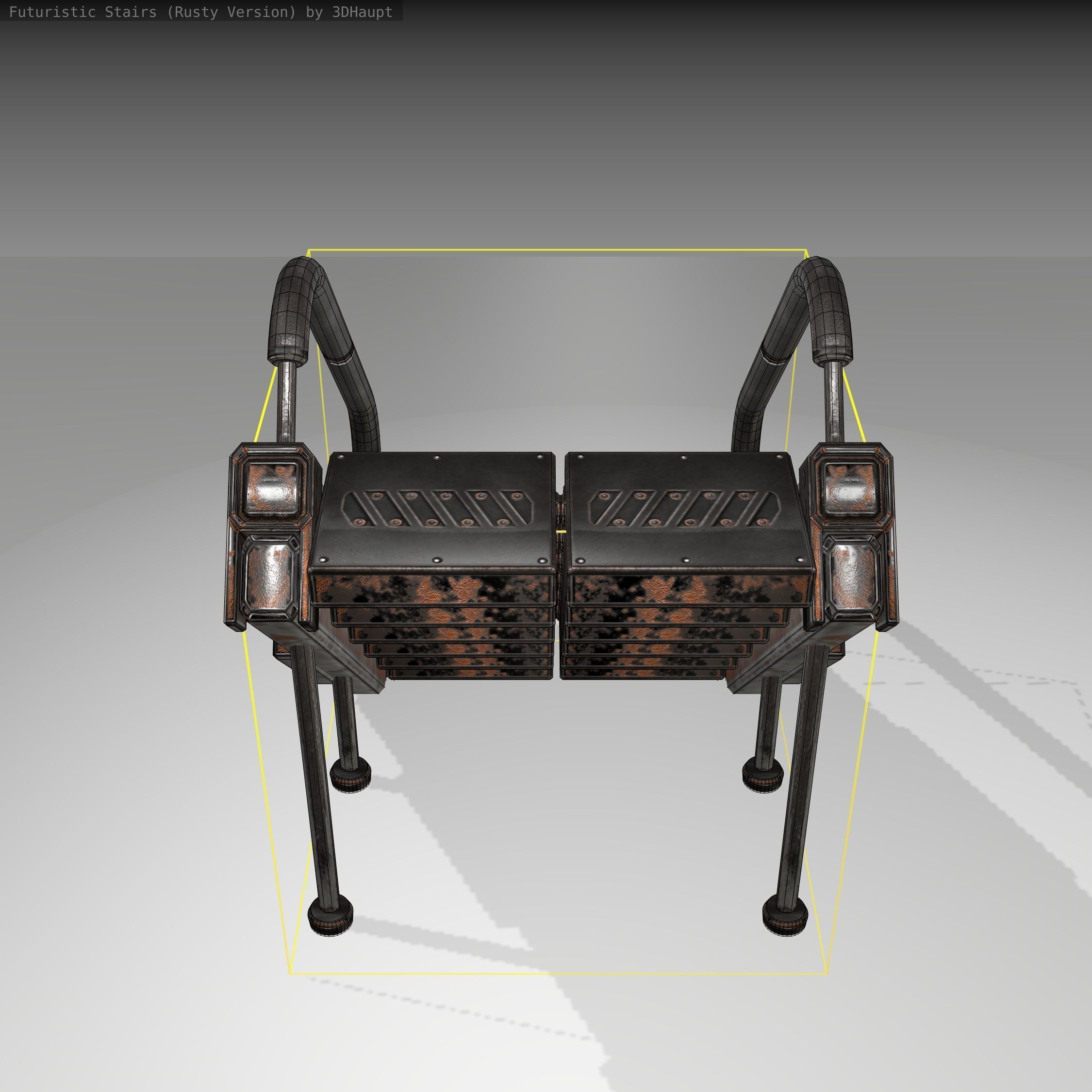 Futuristic Stairs - 8 - Rusty Textures Low-poly 3D model_2