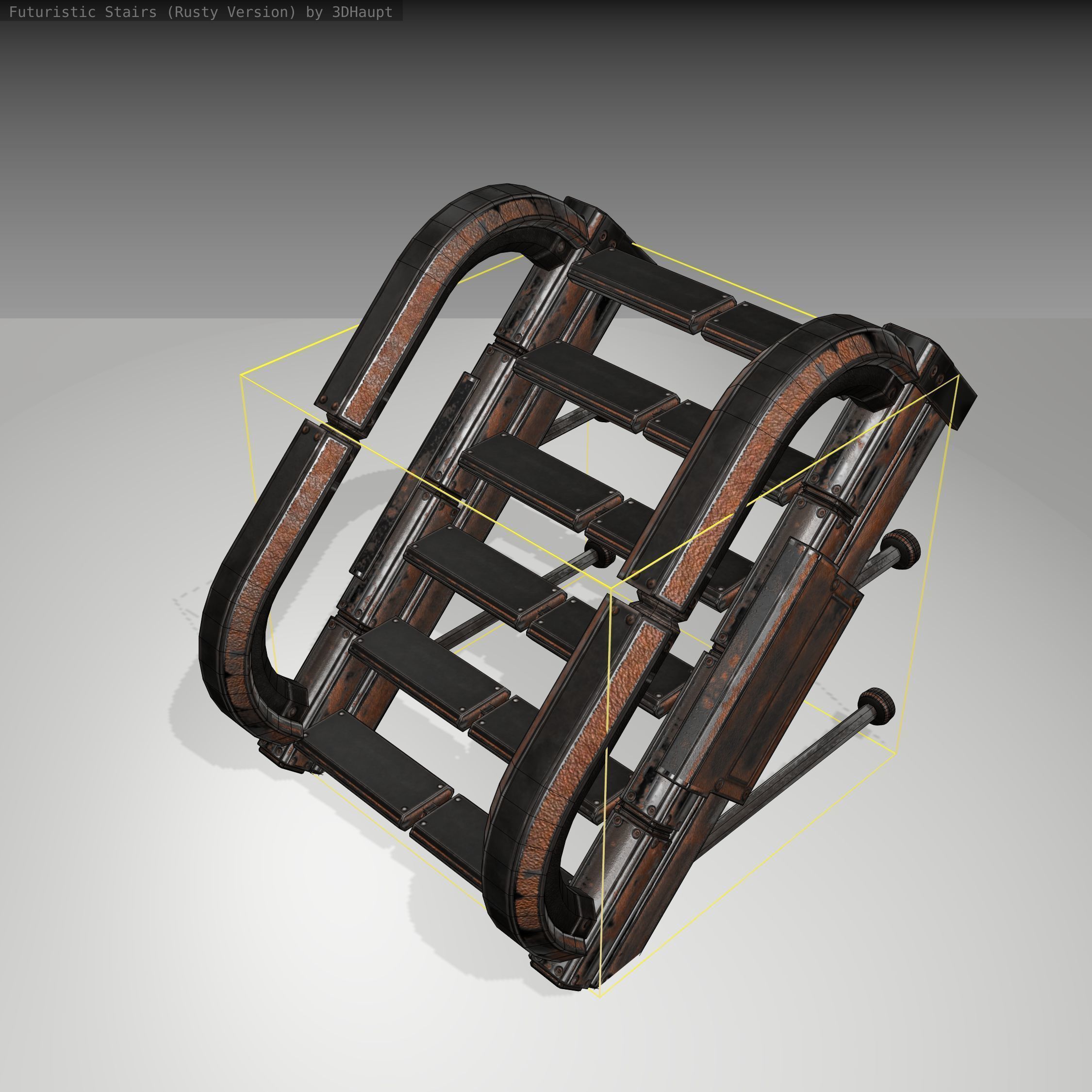 Futuristic Stairs - 8 - Rusty Textures Low-poly 3D model_24