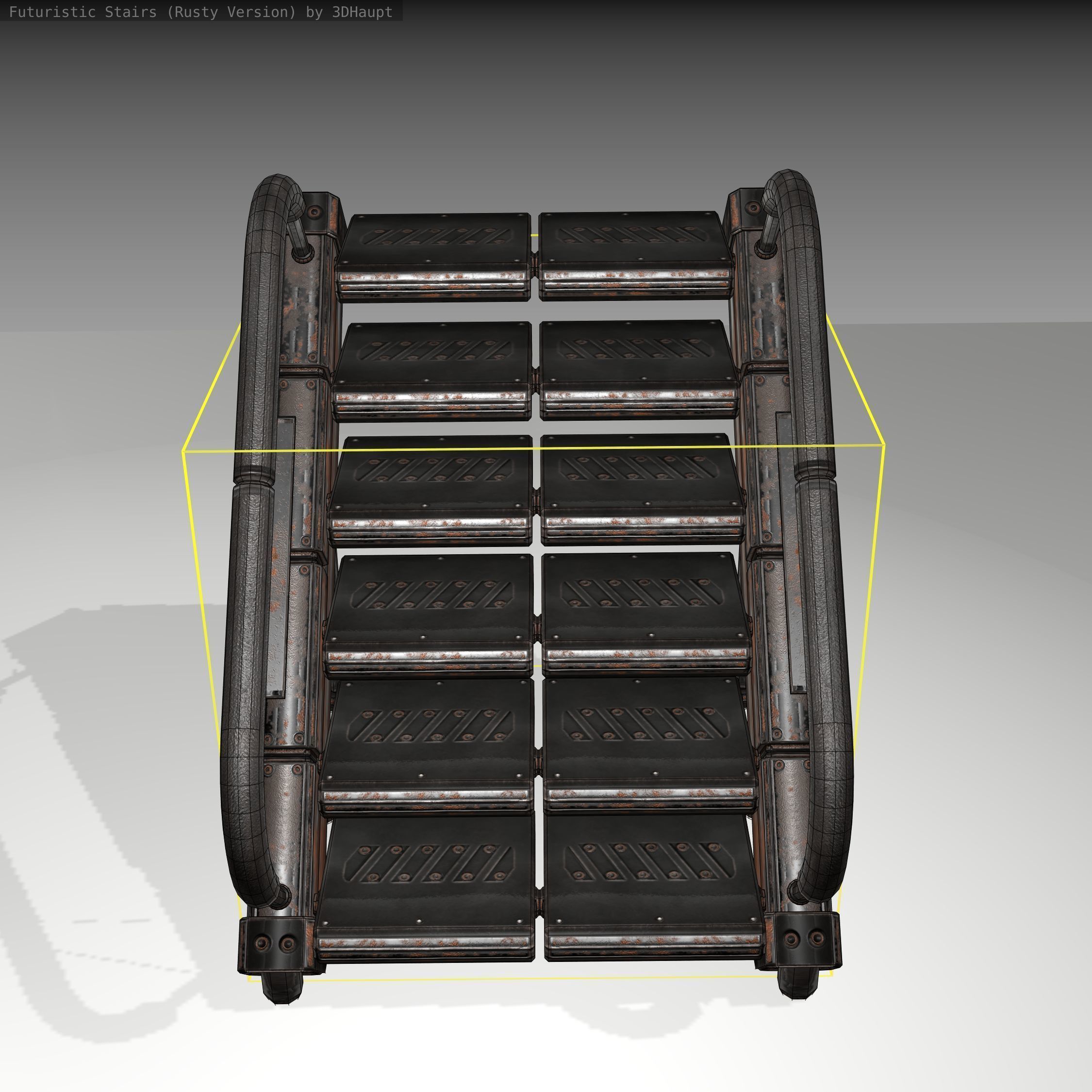 Futuristic Stairs - 8 - Rusty Textures Low-poly 3D model_6