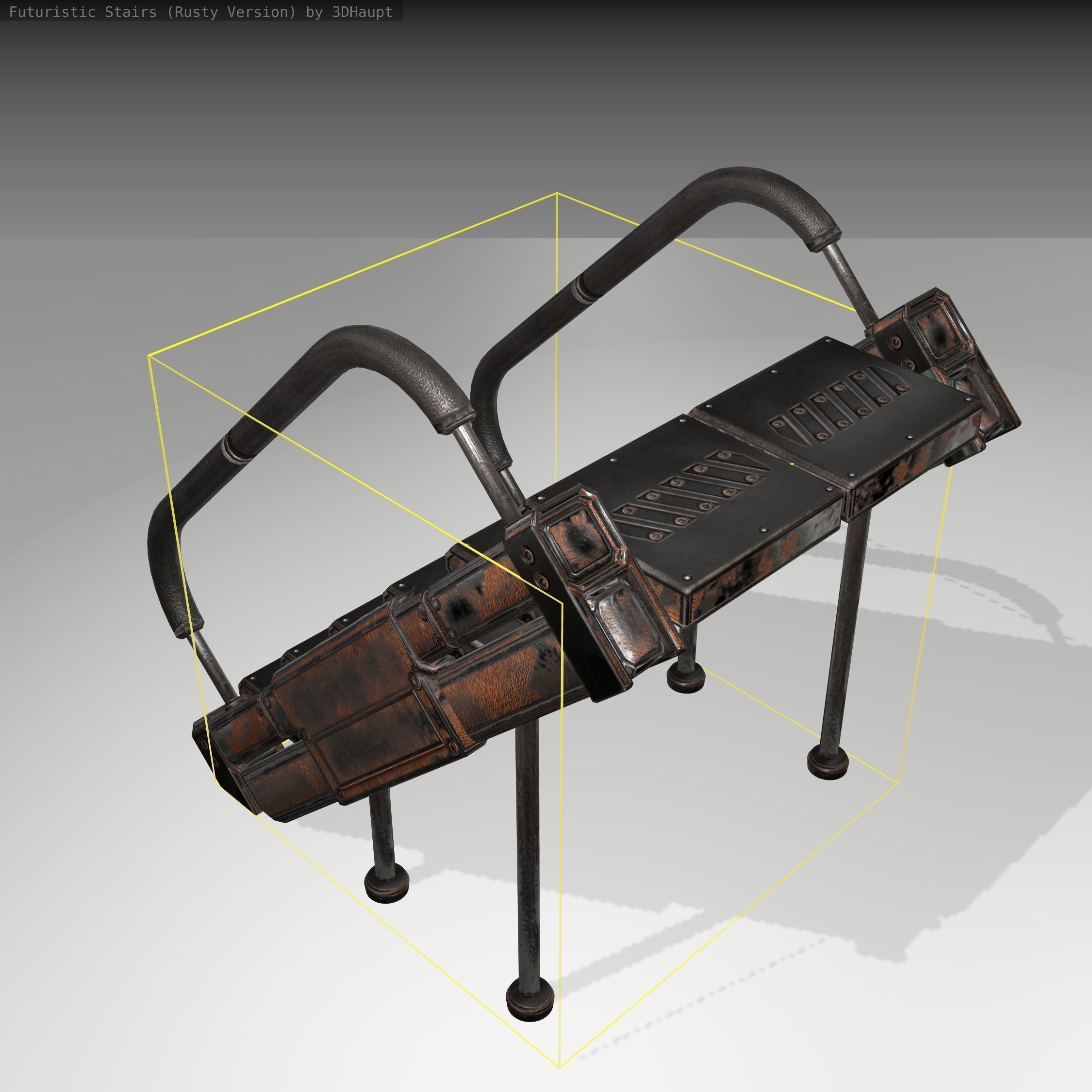 Futuristic Stairs - 8 - Rusty Textures Low-poly 3D model_1