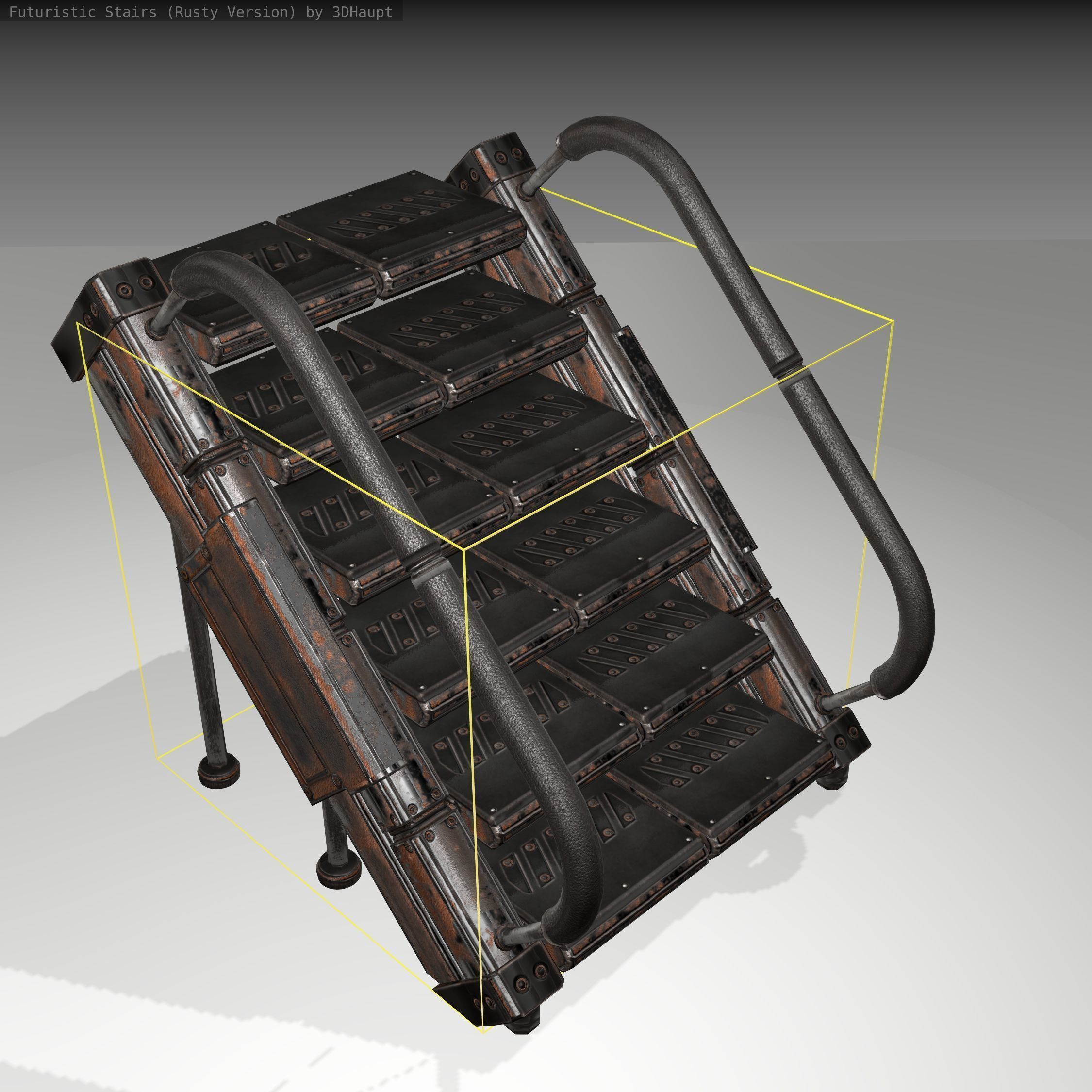 Futuristic Stairs - 8 - Rusty Textures Low-poly 3D model_5