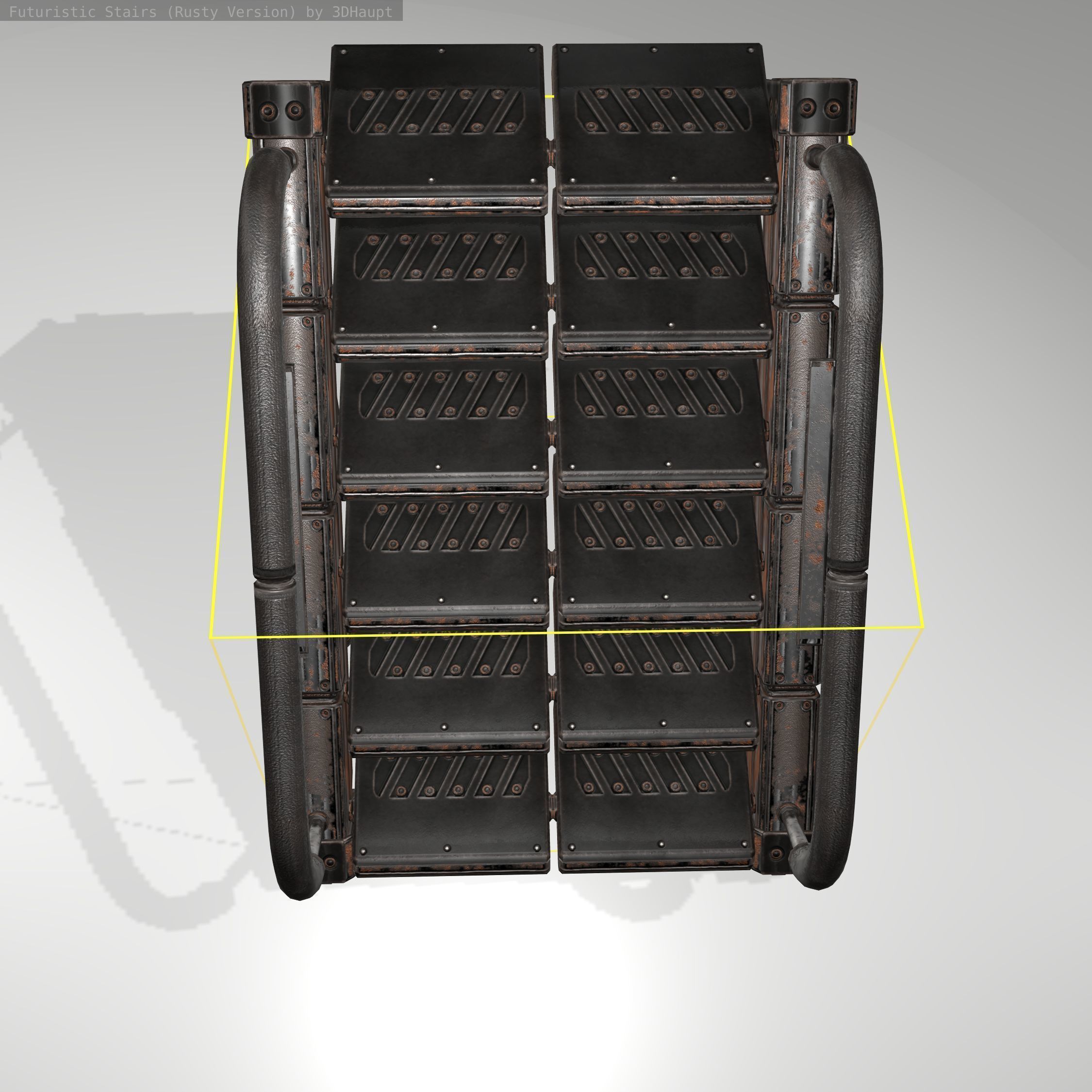 Futuristic Stairs - 8 - Rusty Textures Low-poly 3D model_14