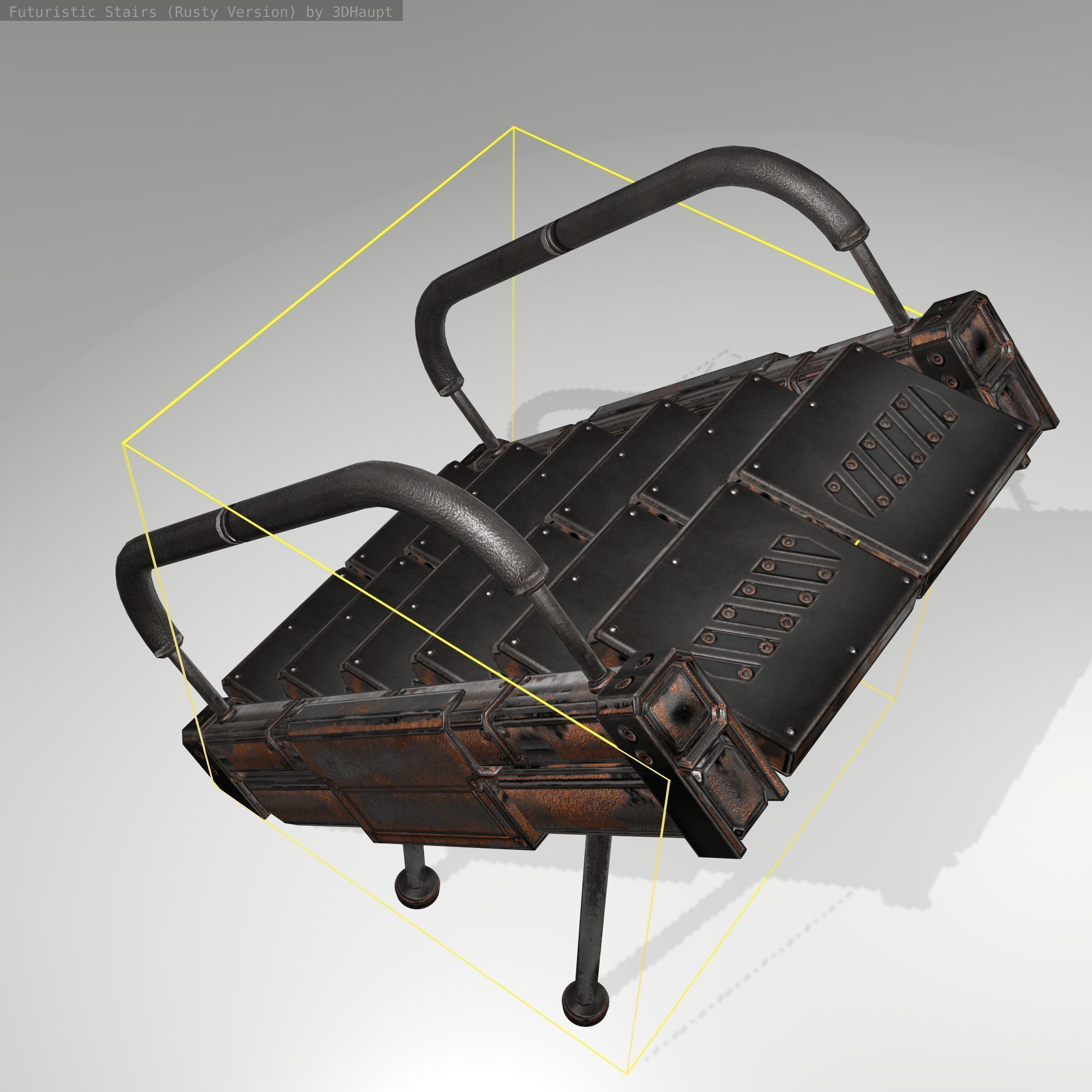 Futuristic Stairs - 8 - Rusty Textures Low-poly 3D model_16