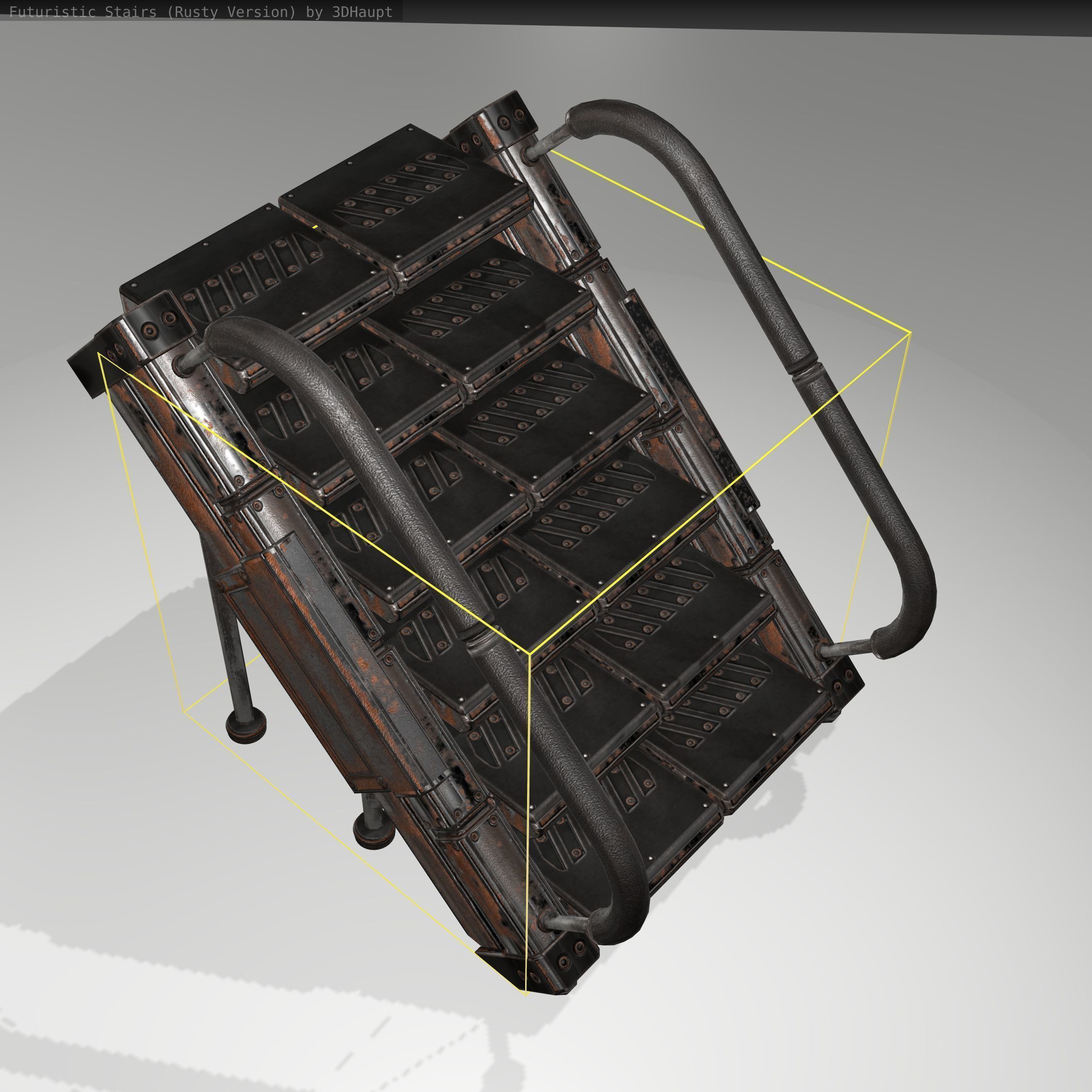 Futuristic Stairs - 8 - Rusty Textures Low-poly 3D model_18
